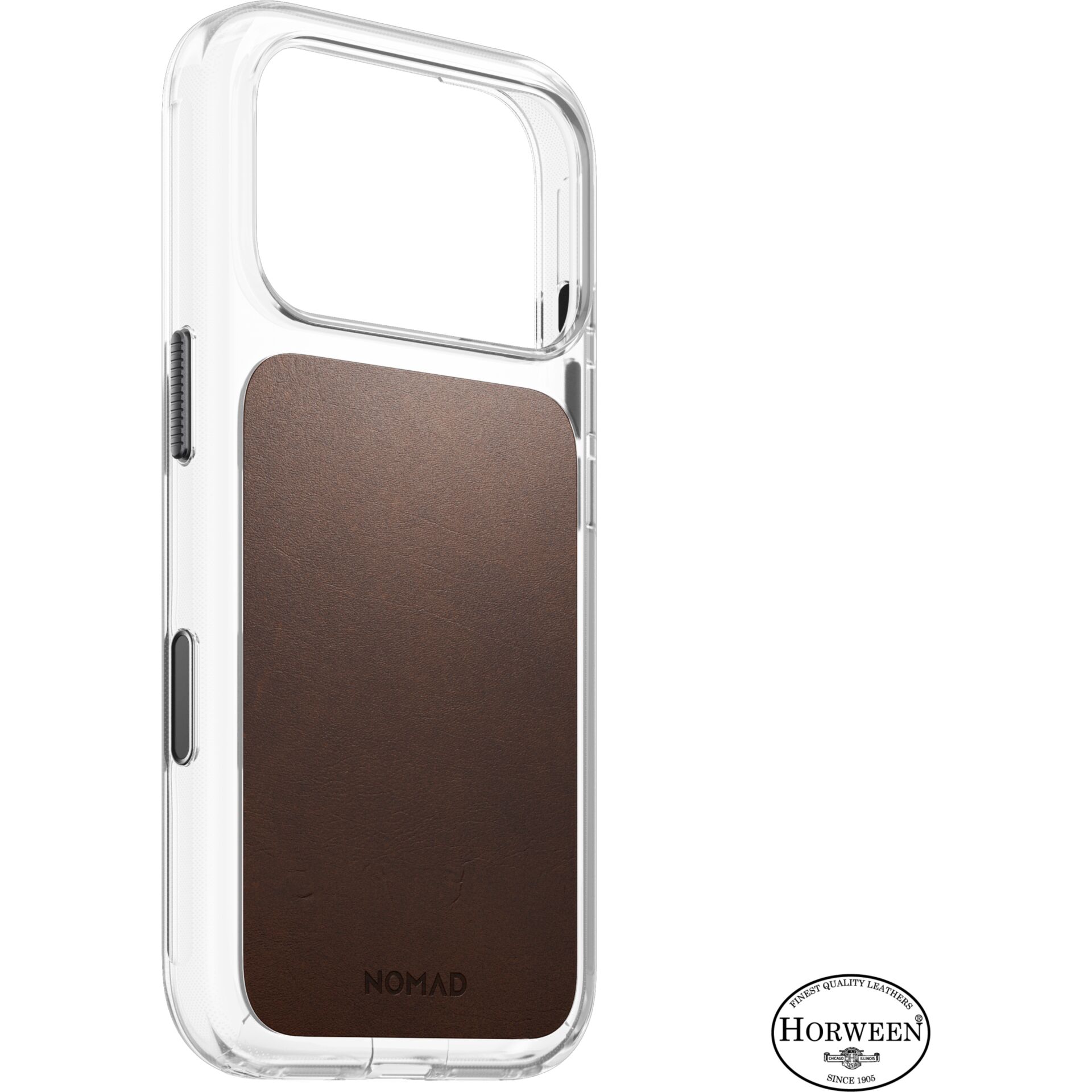 iPhone-Hülle, klare Hülle, braun Leder-Einlage, schlankes Design, Horween-Leder