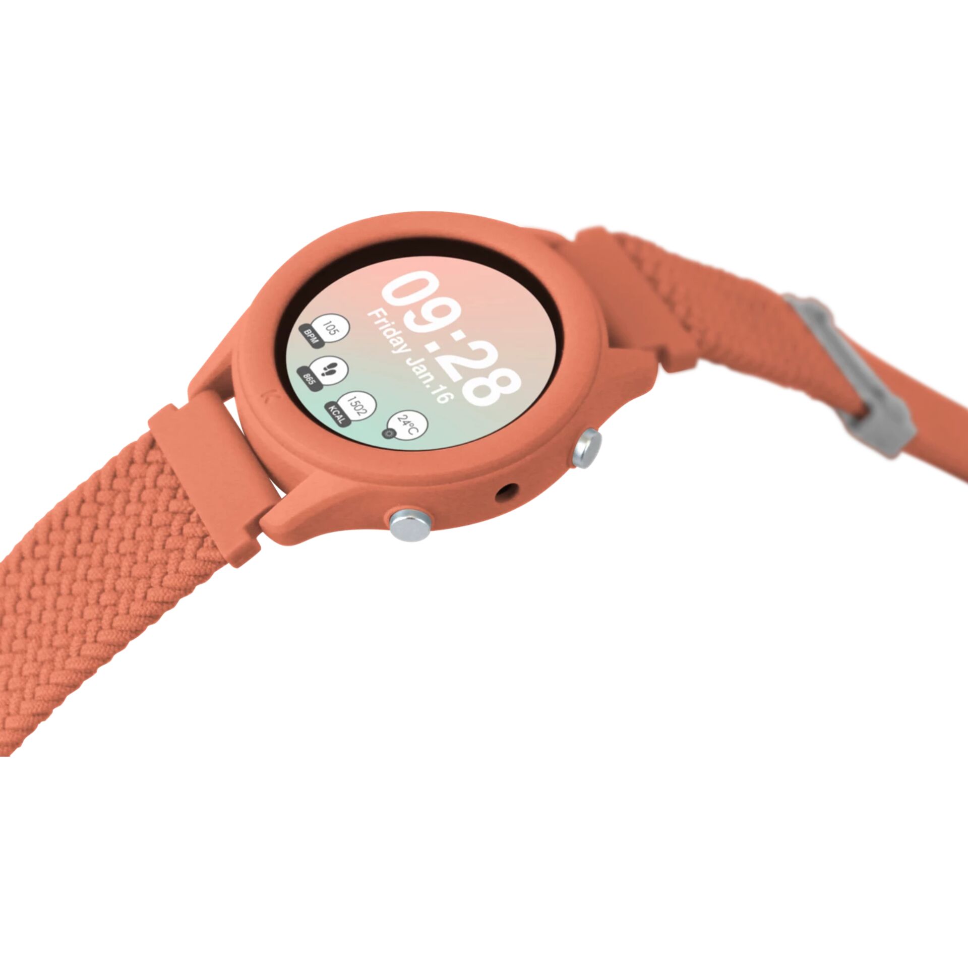 smartwatch, orange, silicone, digital, strap