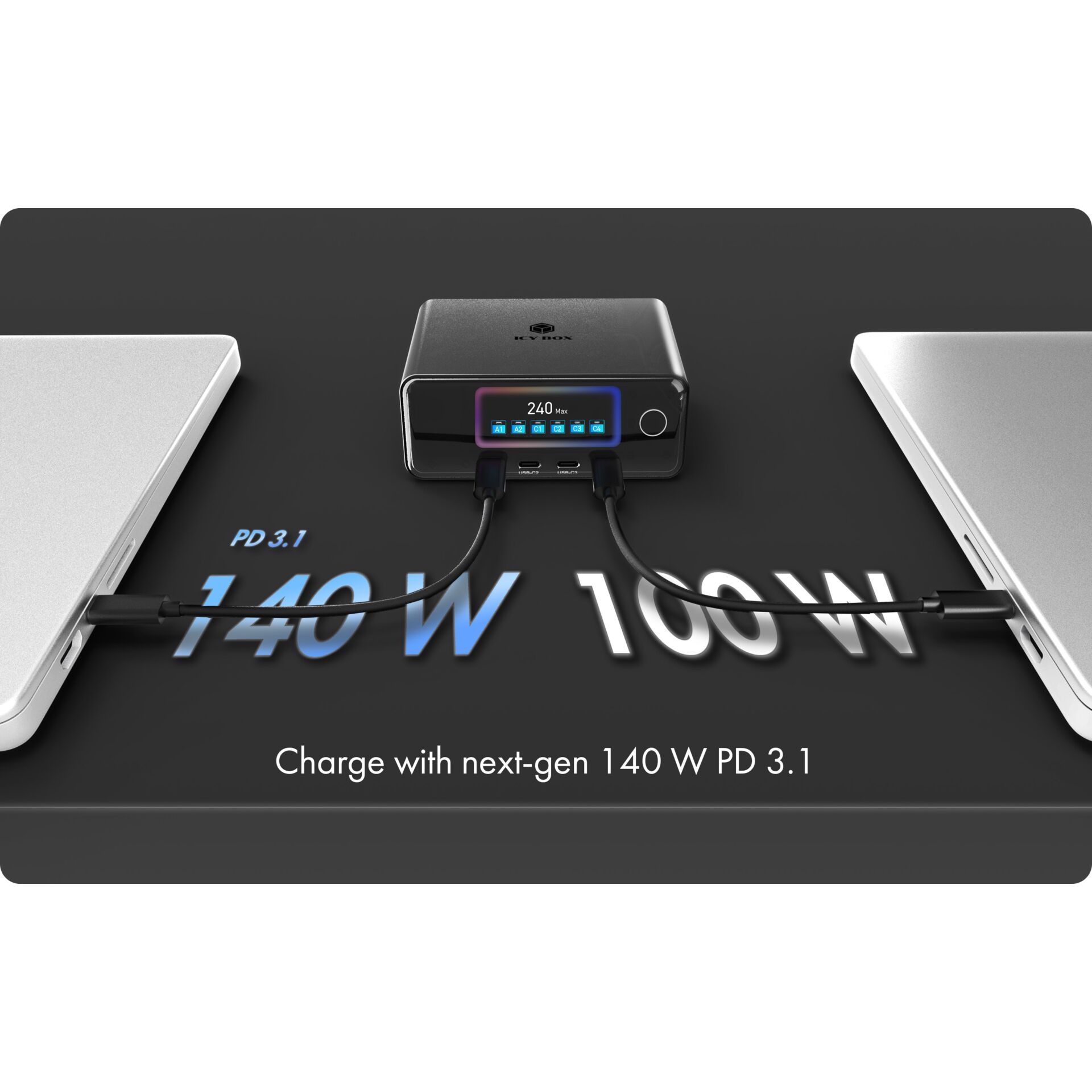 USB-C-Hub, Laptop-Ladegerät, PD 3.1, 6000mAh, Portables Ladegerät