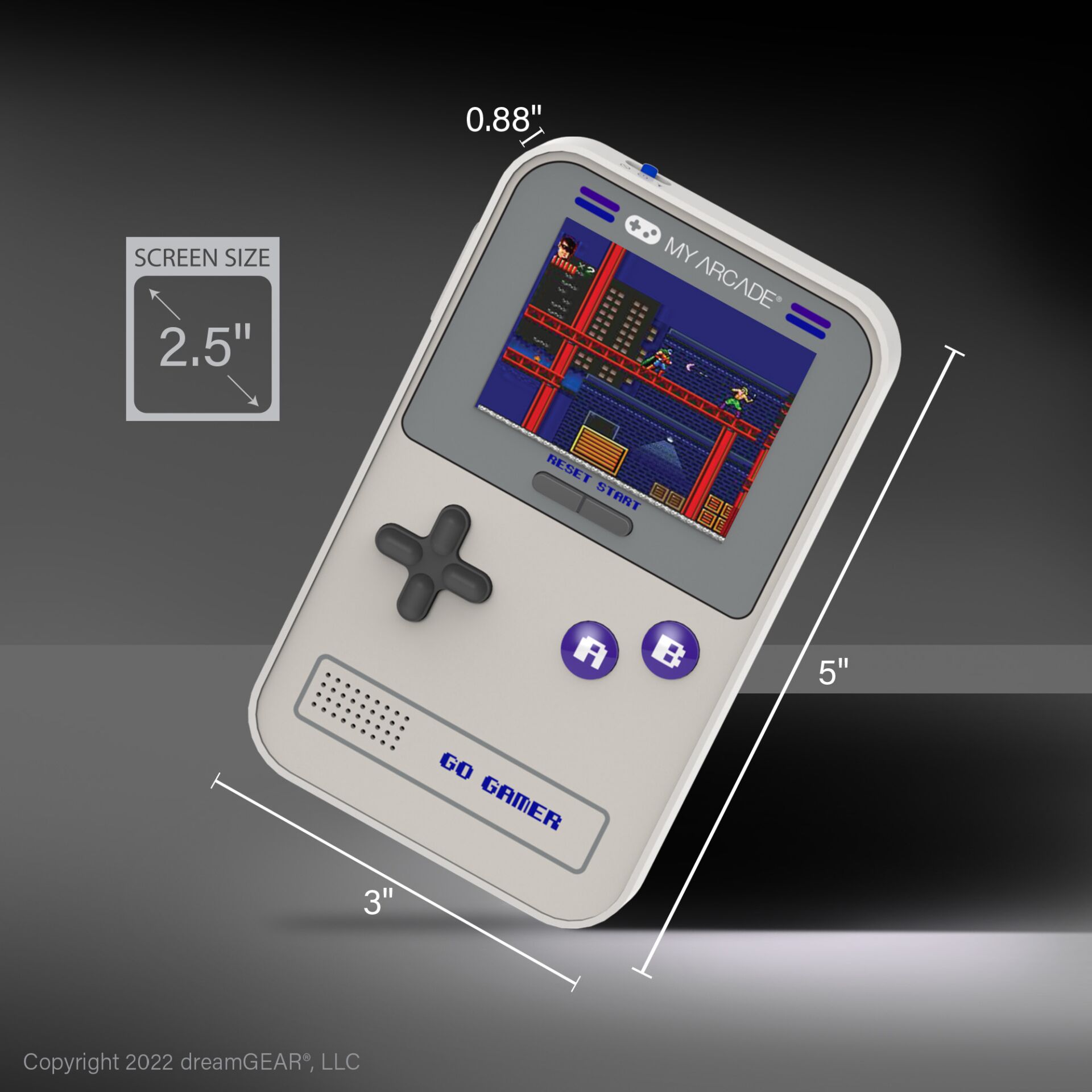 handheld gaming console, retro handheld, 2.5 inch screen, pixel game, go gamer