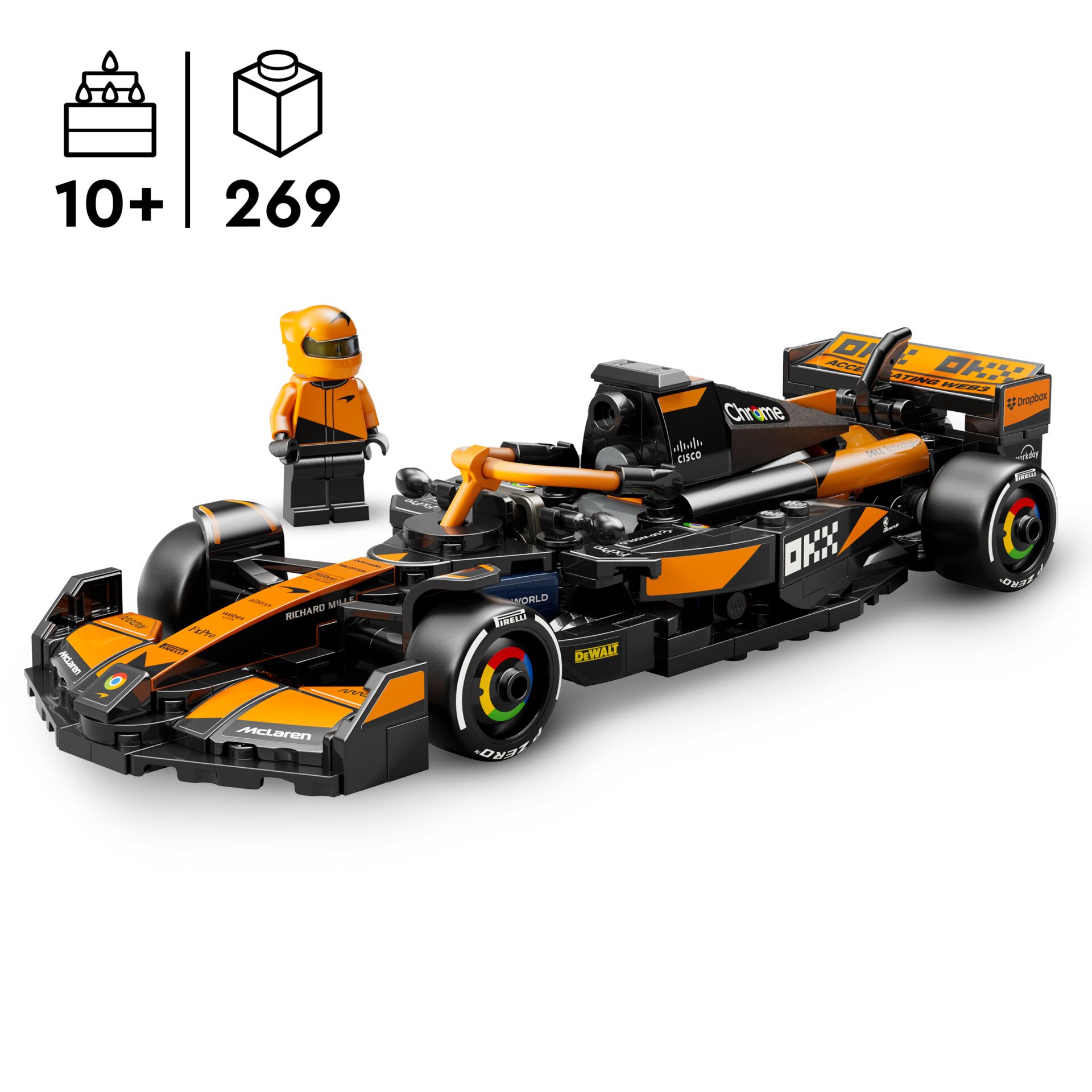 Formel 1 Auto, Konstruktionsbaustein, Rennwagen, Orange Schwarz, LEGO Komposition