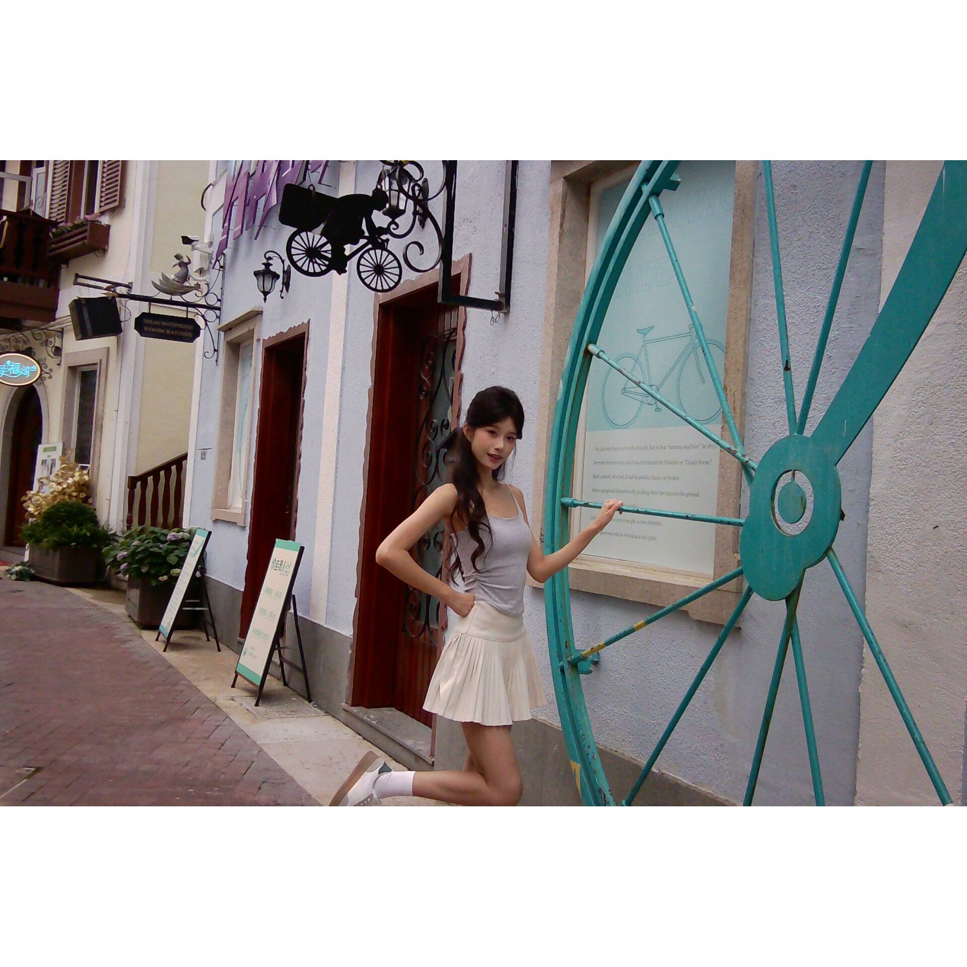 girl, outfit, top, skirt, street