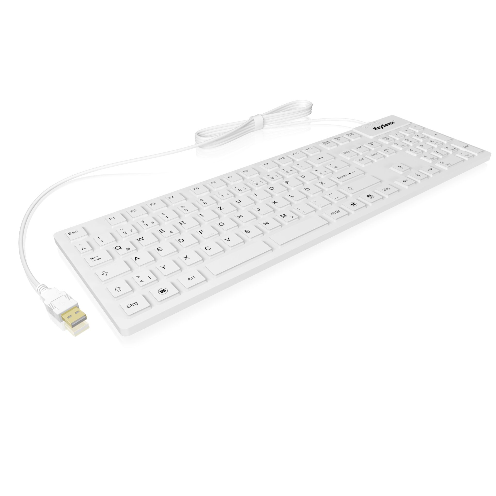 Tastatur, weiß, USB-Anschluss, kabelgebunden, QWERTZ-Layout