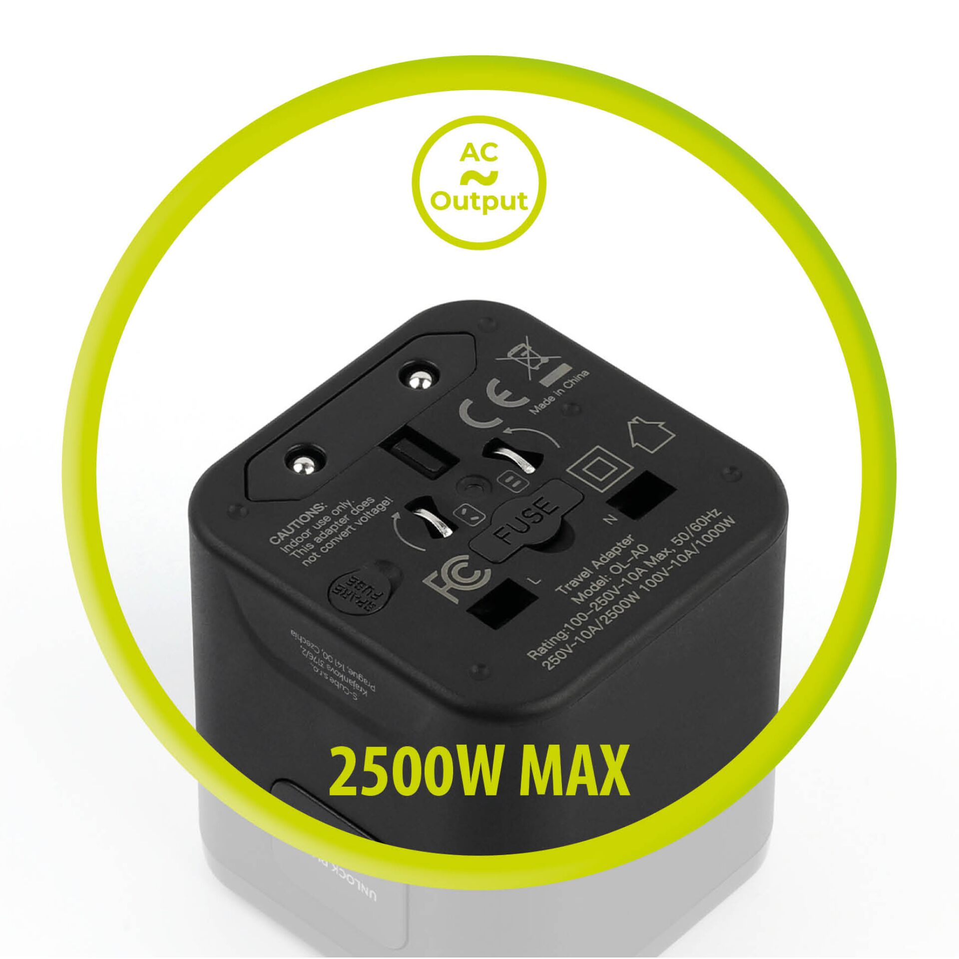 leistung adapter, Reiseladegerät, 2500W, Wechselstromausgang, faltbare Stecker