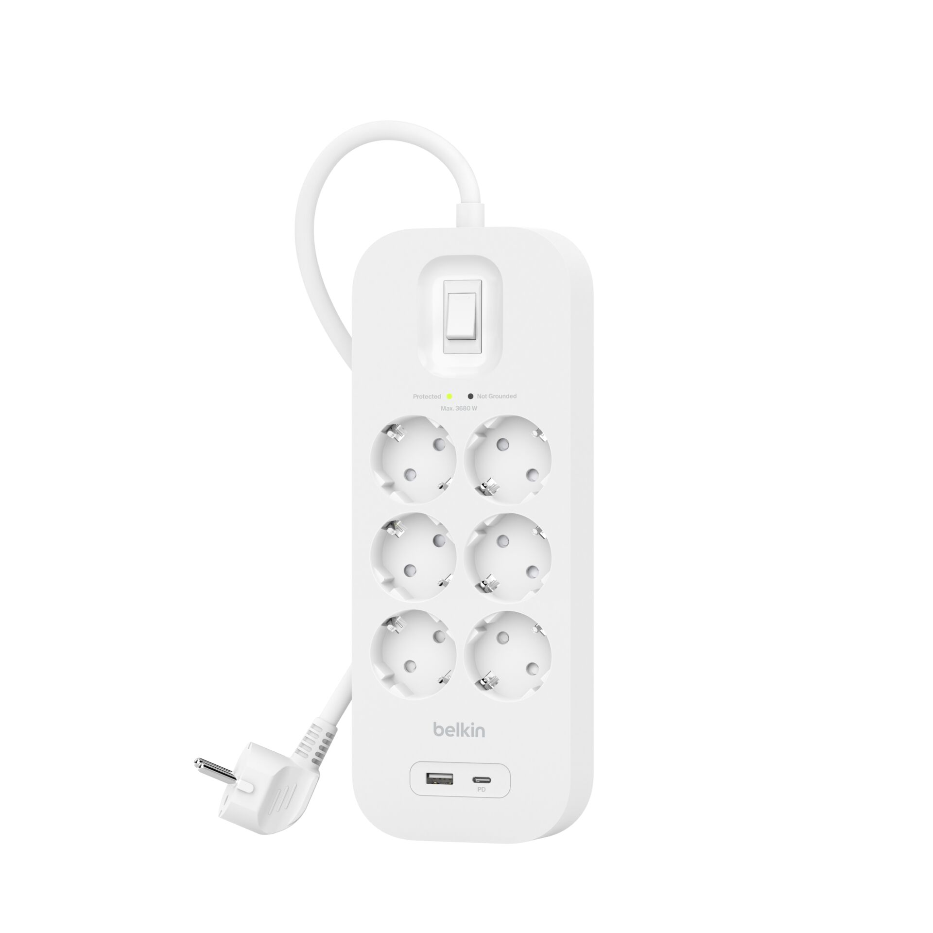 Belkin Steckdosenl./Überspannung  6-fach, USB-A+C, 650J.SRB002VF2M