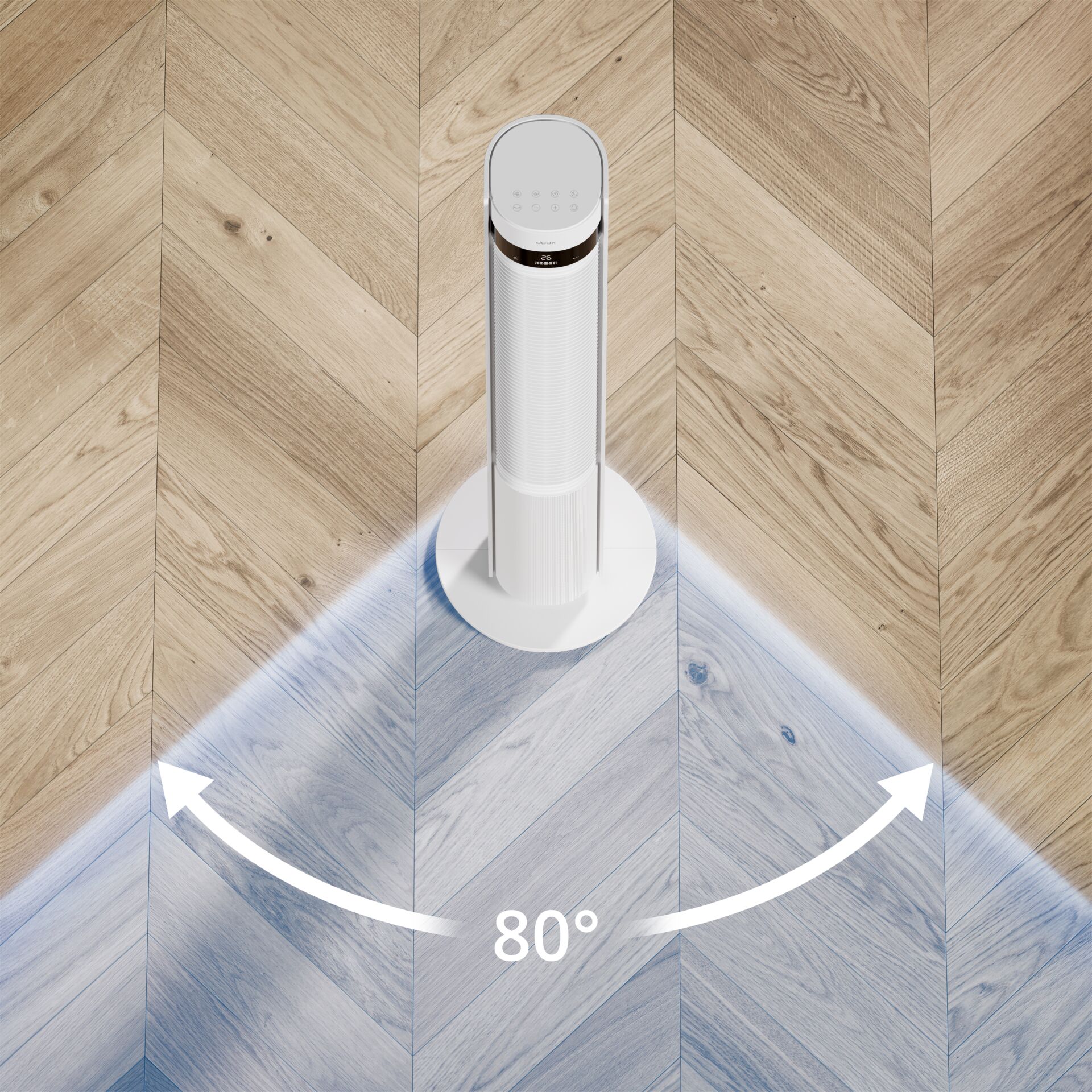 Ventilator, Tower fan, Weiß, Verstellbarer Winkel, Standfuß