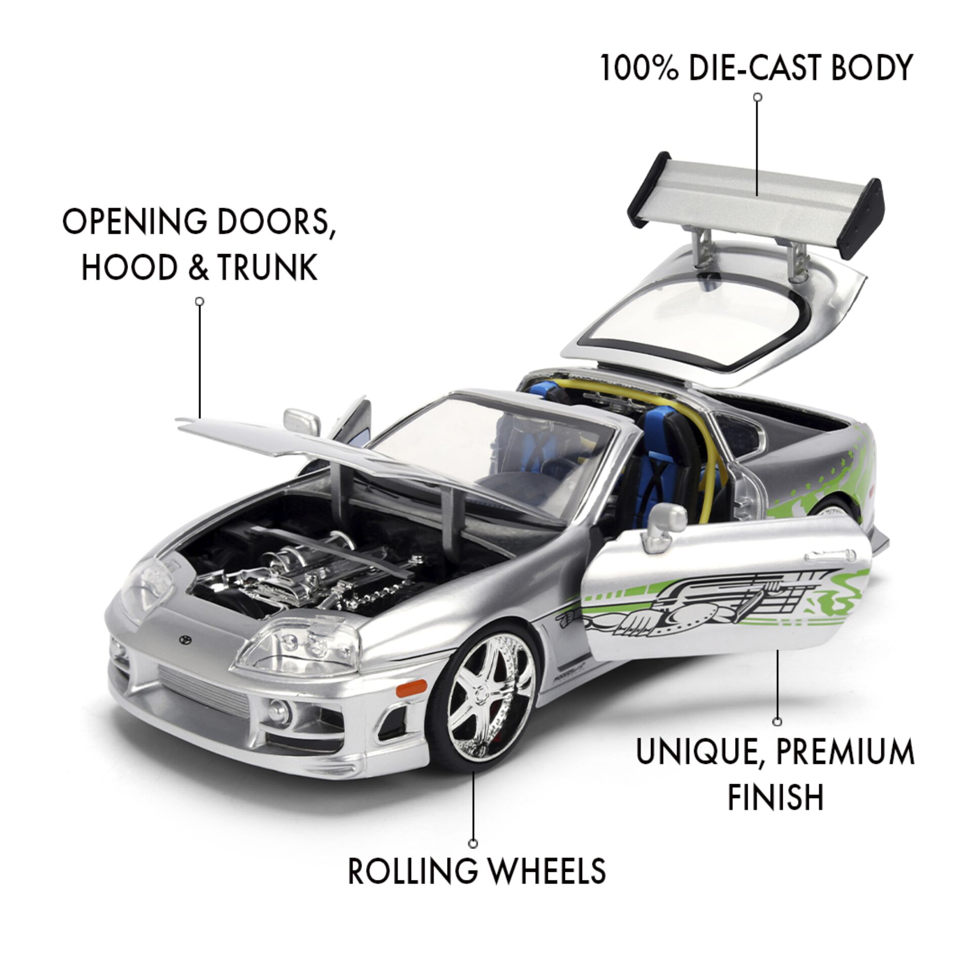 die-cast, auto, sportwagen, offene-turen, rolling-wheels