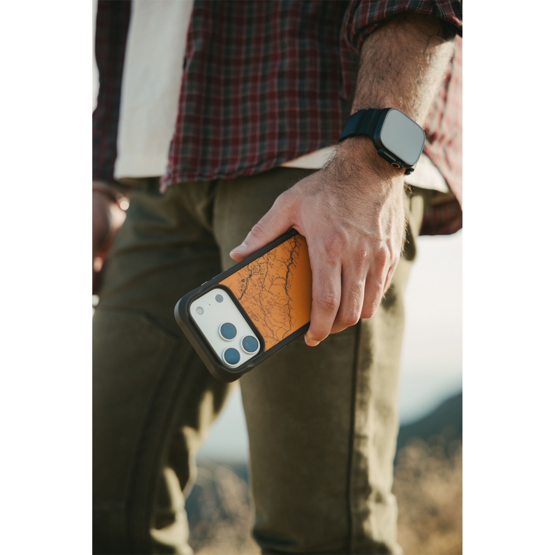 smartphone, telefonhülle, kartografie, orange, uhr