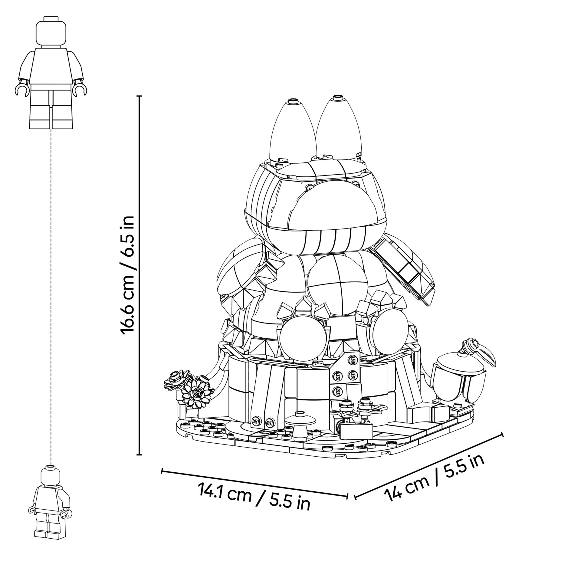 Lego-Figur, Roboterwesen, Baustein-Spielzeug, Riesige Figurenform, Cartoon Monster