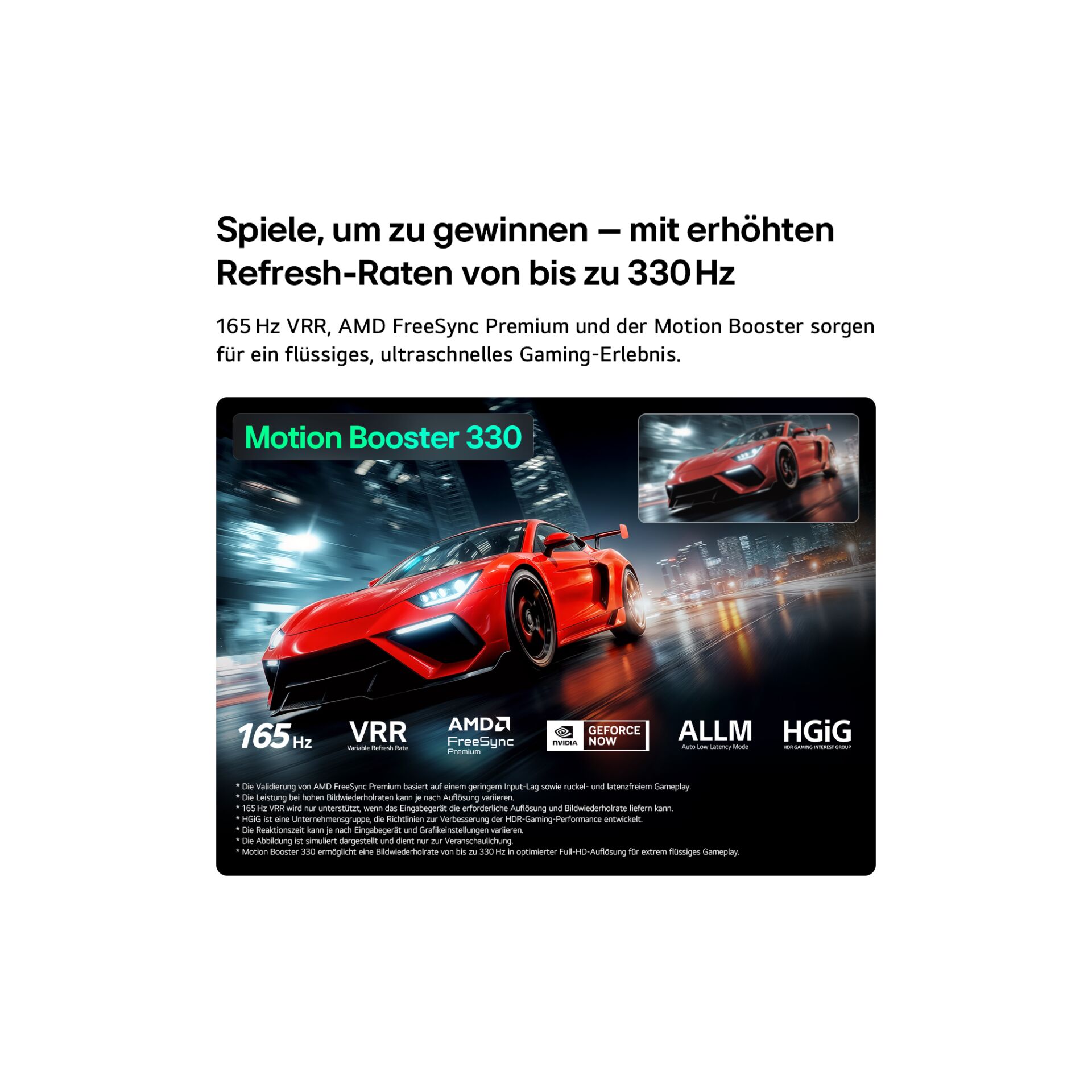 Gaming Monitor, Motion Booster 330, 165 Hz, VRR, AMD FreeSync