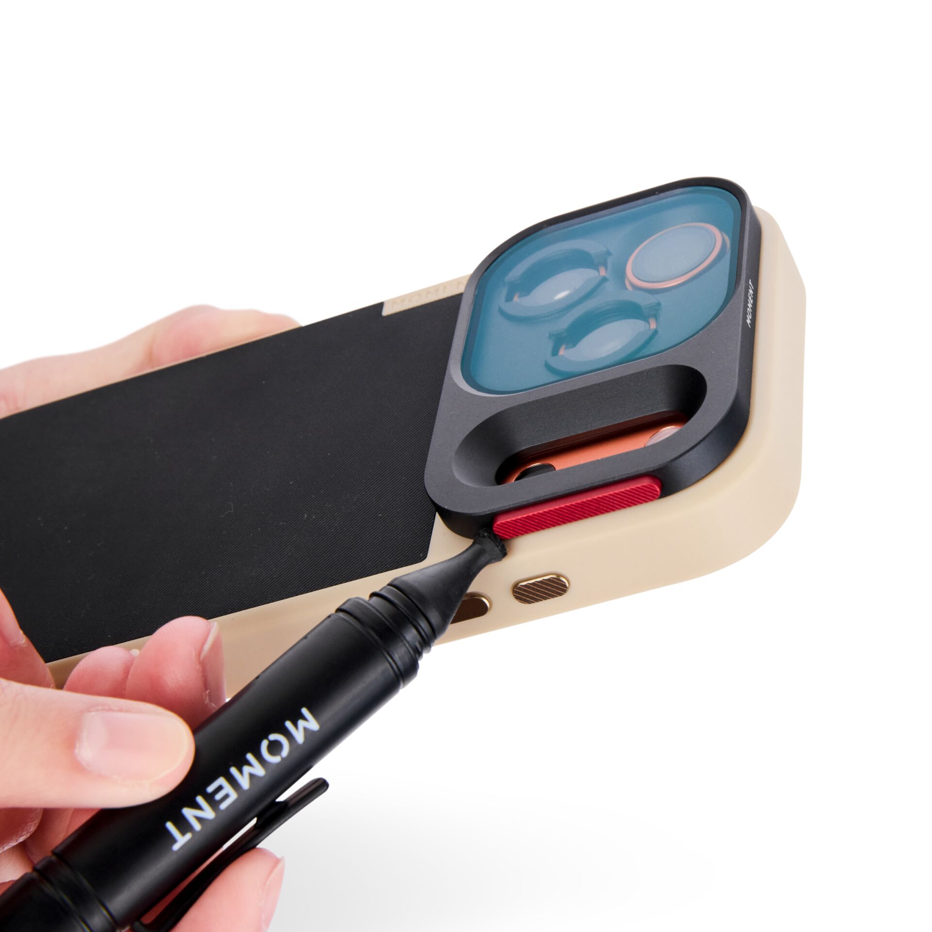 iPhone-Hülle, Telefonkamera Linse, Dreifachkamera, Beige Hülle, Magnetischer Ring