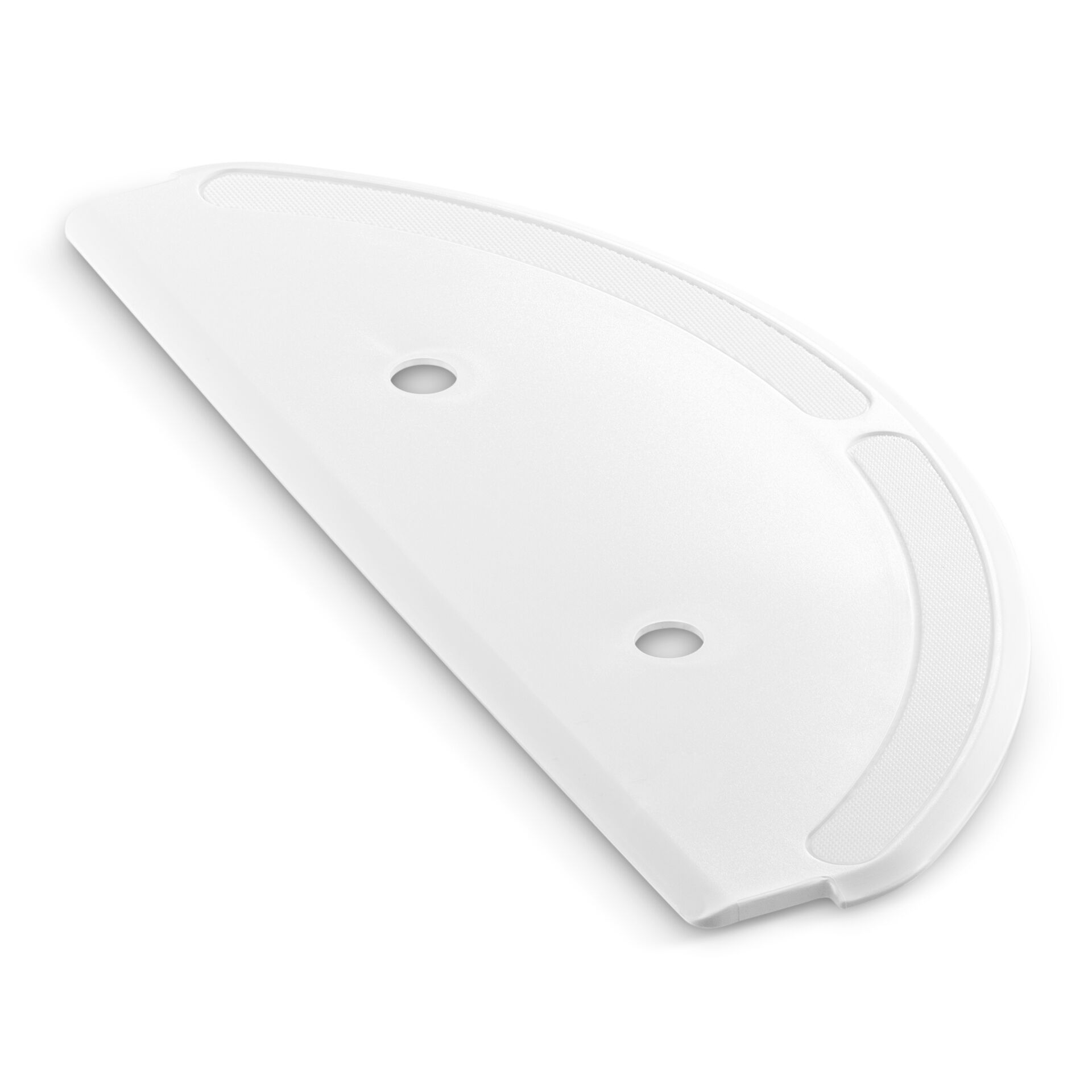 Lautsprecherhalter, Halterung, Weiß, Kunststoff, 4D-Form, weiß, Kunststoff, gekrümmt, Basisplatte, Löcher