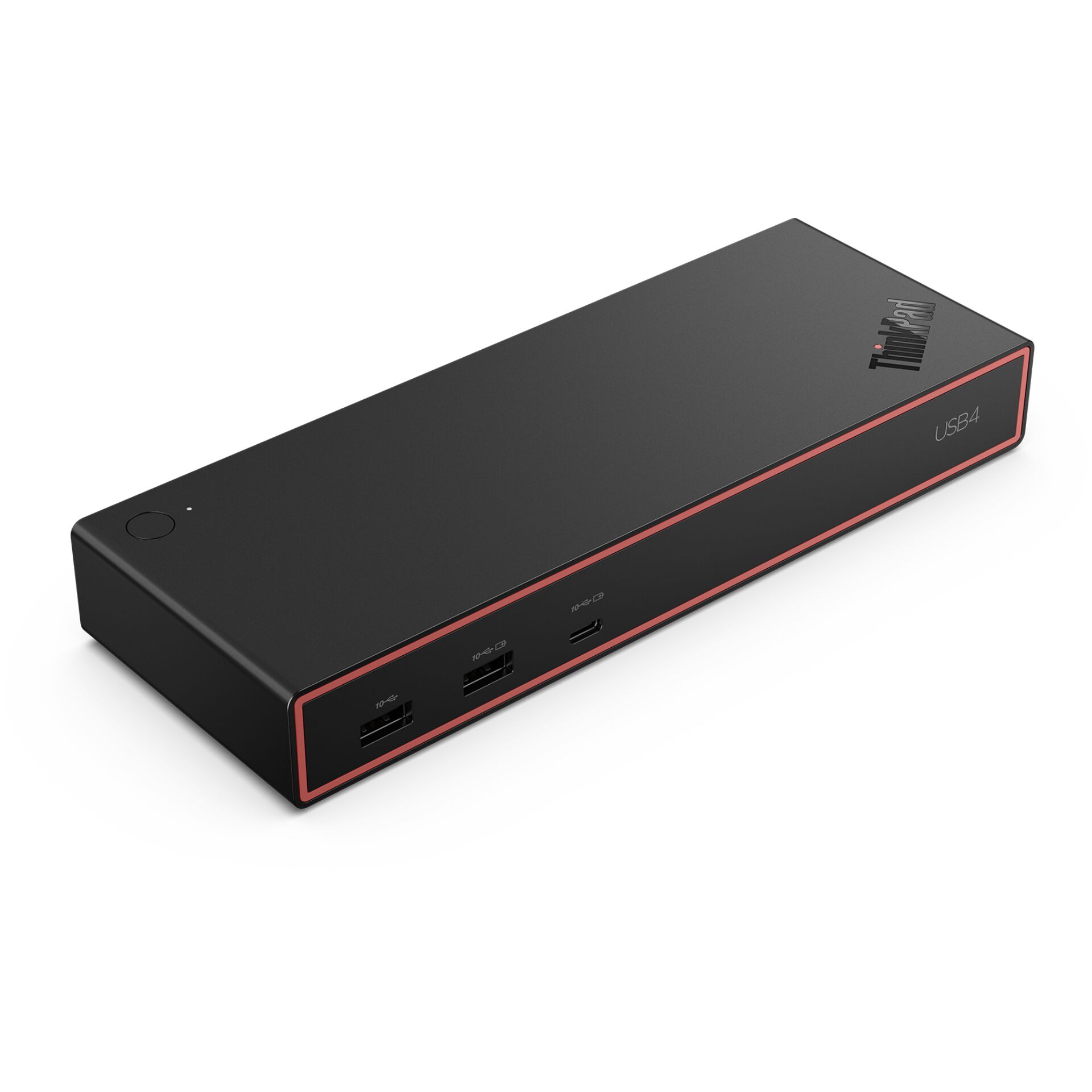 USB-Hub, USB 4, schwarzes Gehäuse, rote Kante, ThinkPad nicht sichtbar