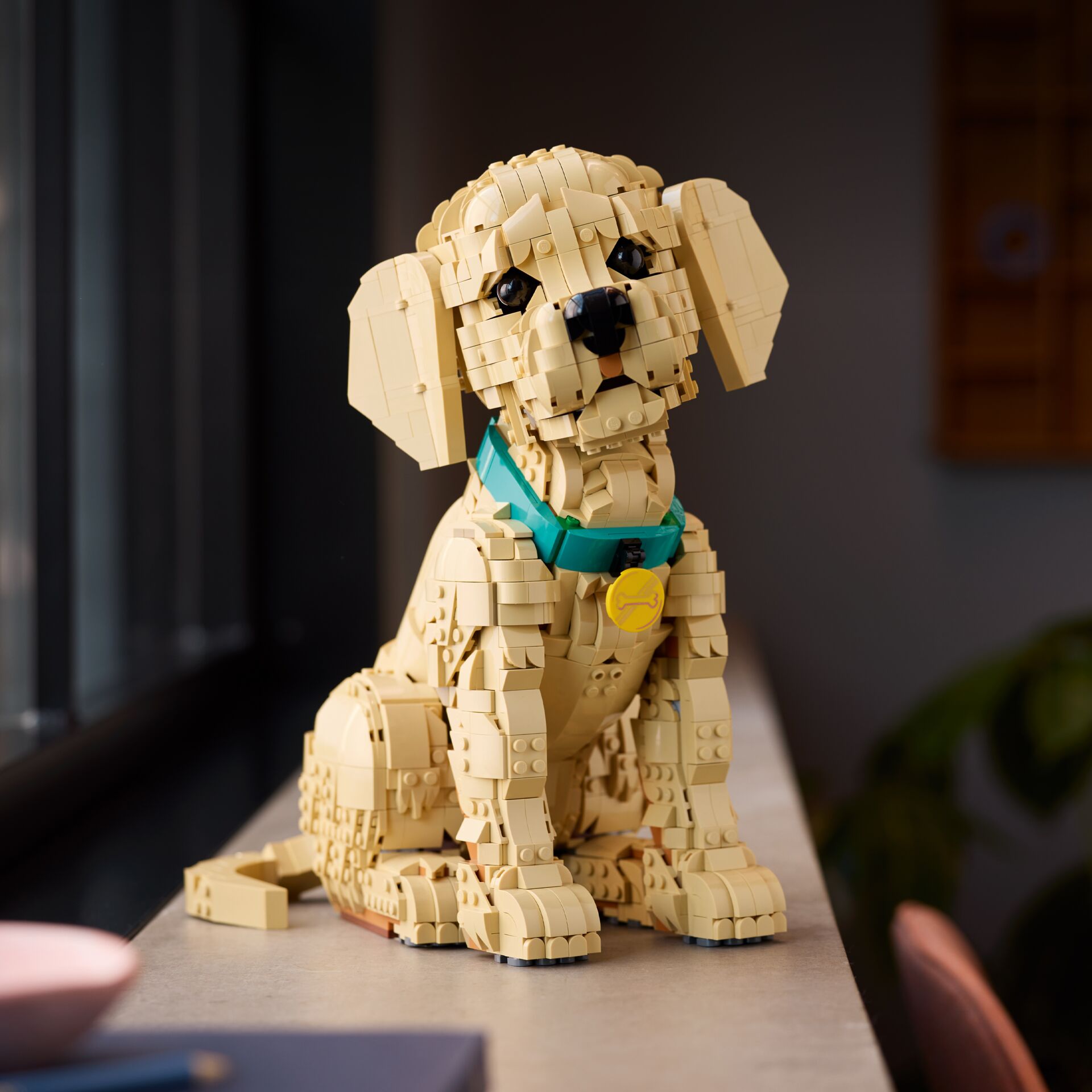 lego, modell, hund, beige