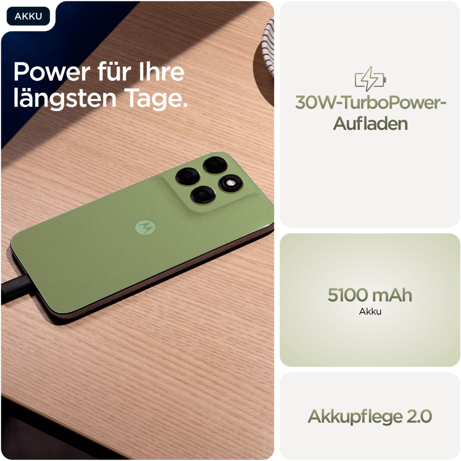 Smartphone, Grün, Triple-Kamera, Kabelloses Laden, Akku 5100 mAh