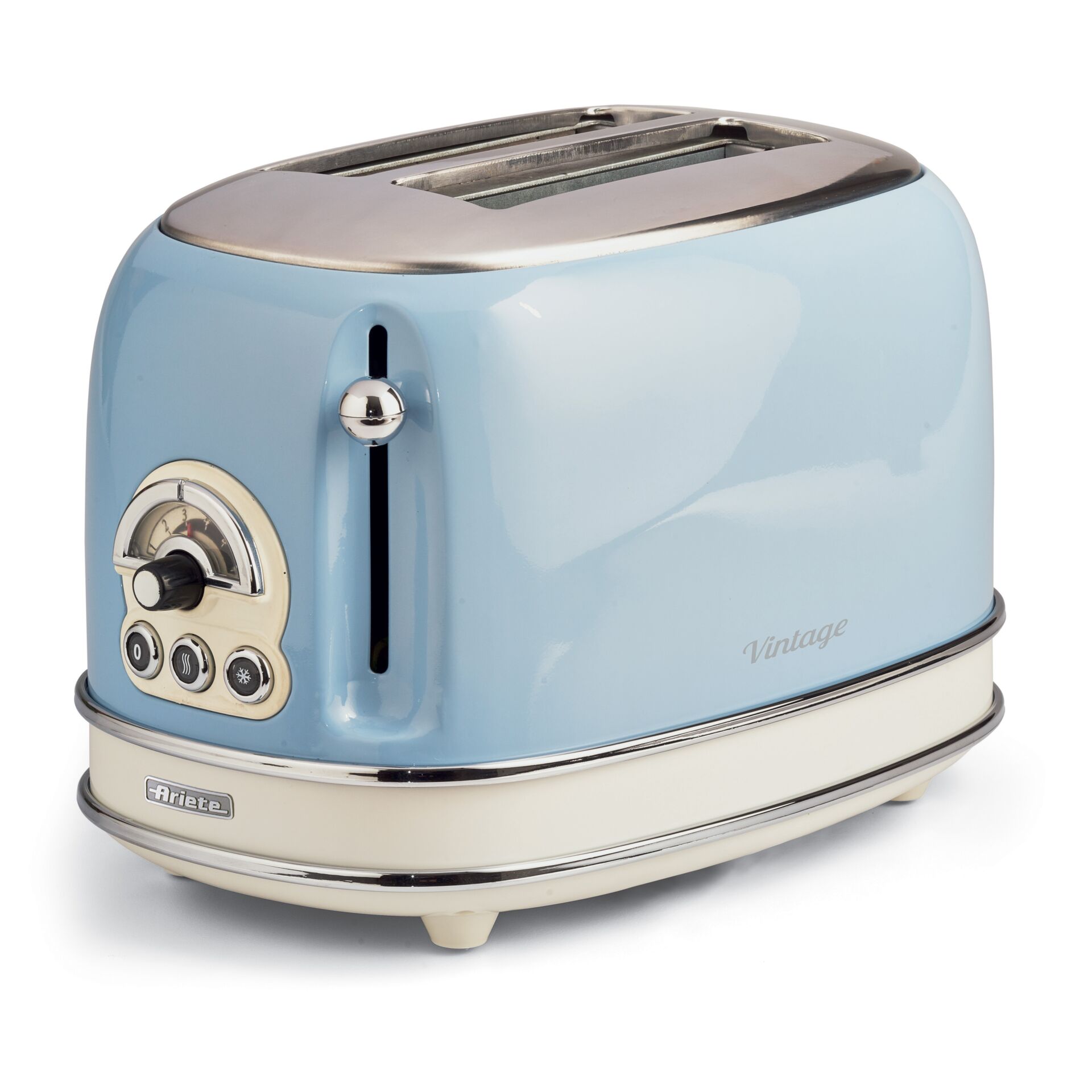 Toaster, Blau, Retro, Zweischeiben, Chrom- Akzent