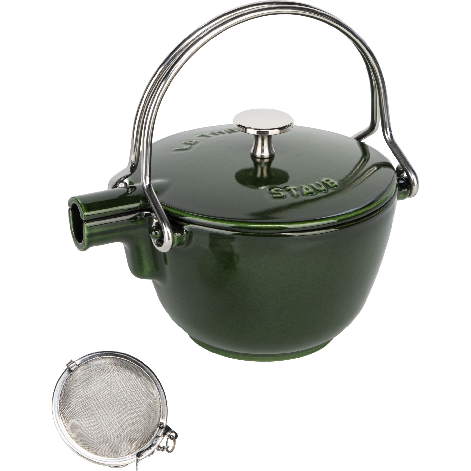 Staub Teekanne 1,15 L basilikum-  grün Gusseisen, rund
