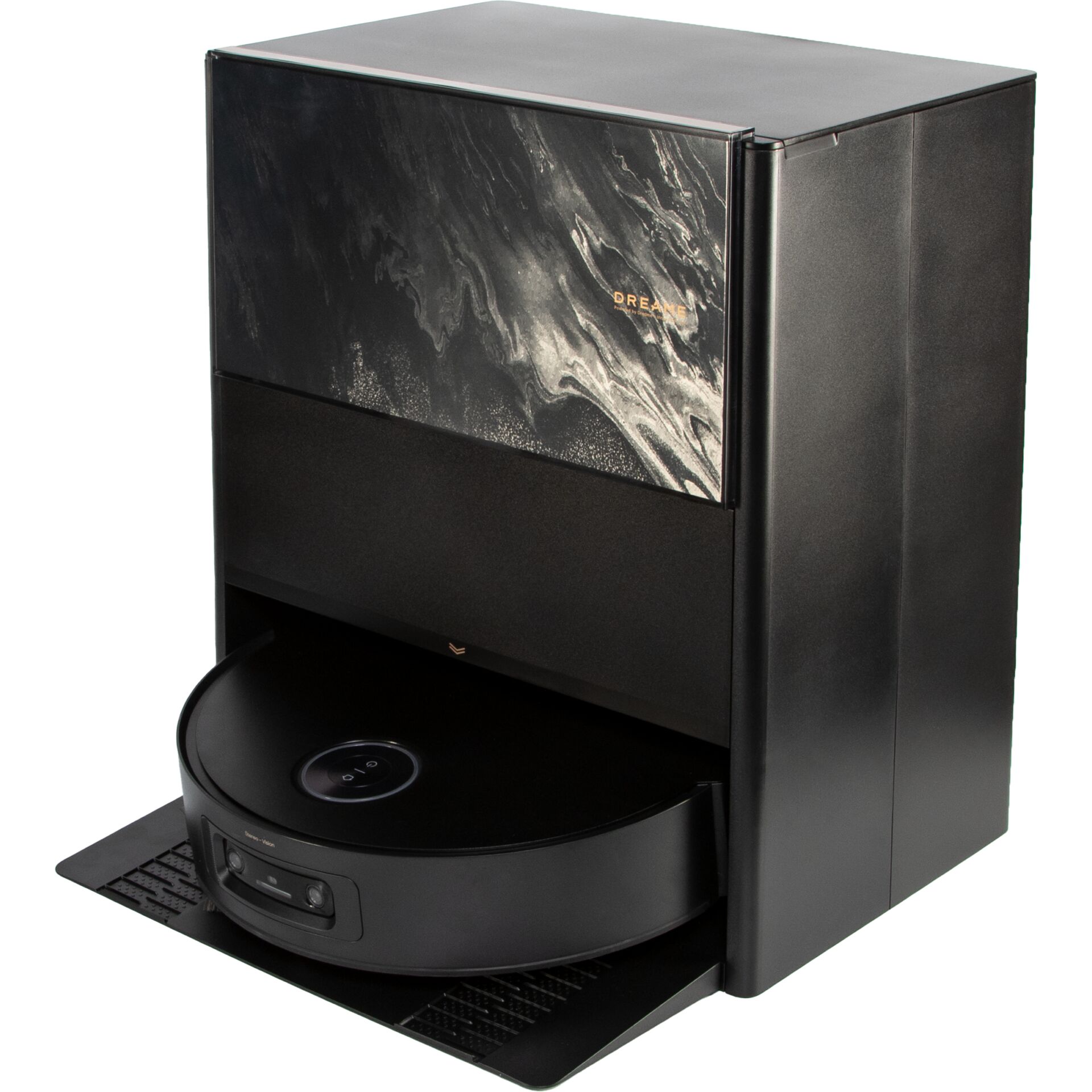 Roboter, Staubsauger, Laminar-Design, Marmorierte Front, Schwarz