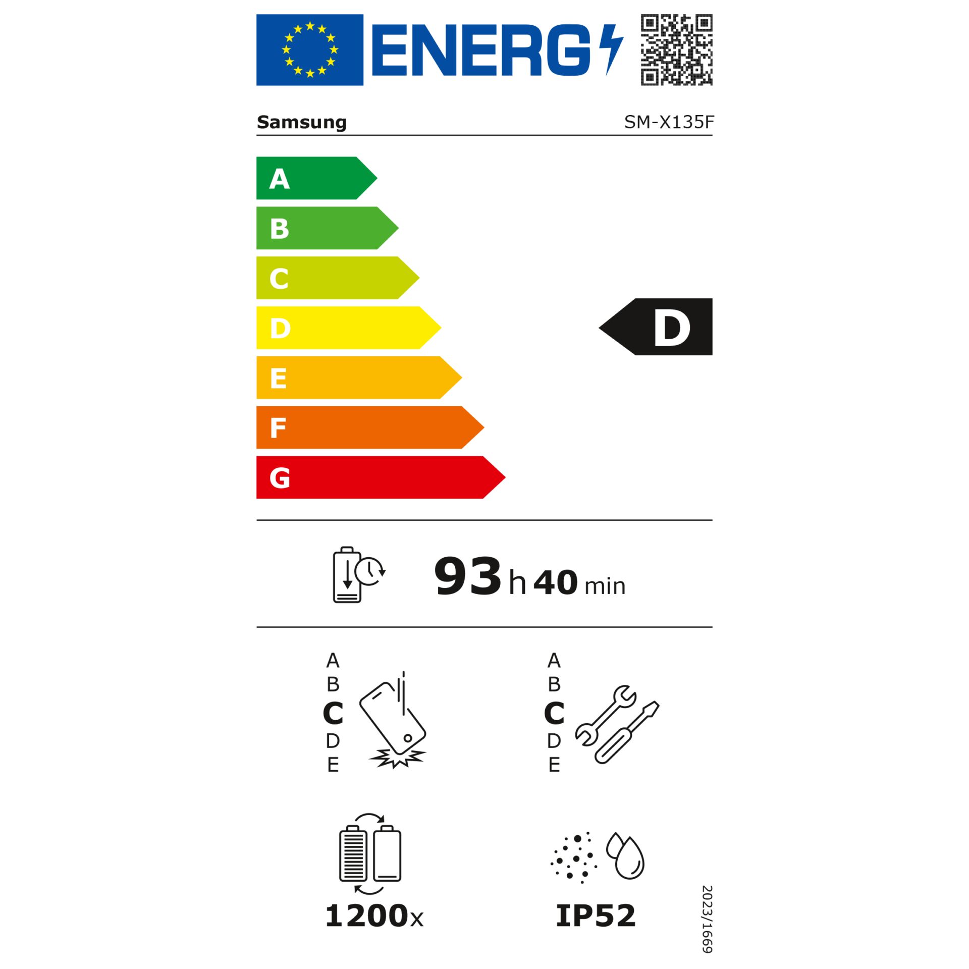 Samsung Galaxy Tab A11 LTE  64GB – Energieeffizienzklasse D