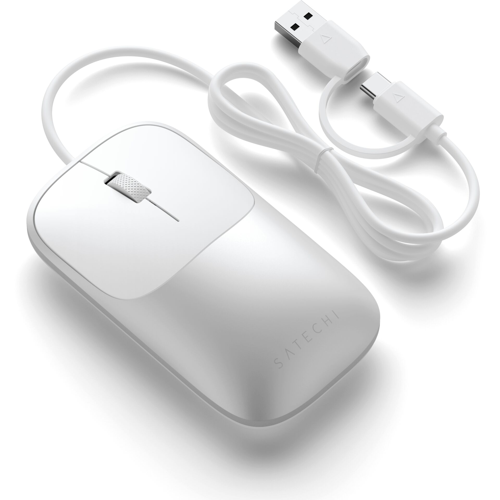 Maus, Kabel, USB-A zu USB-C, weiß, grau
