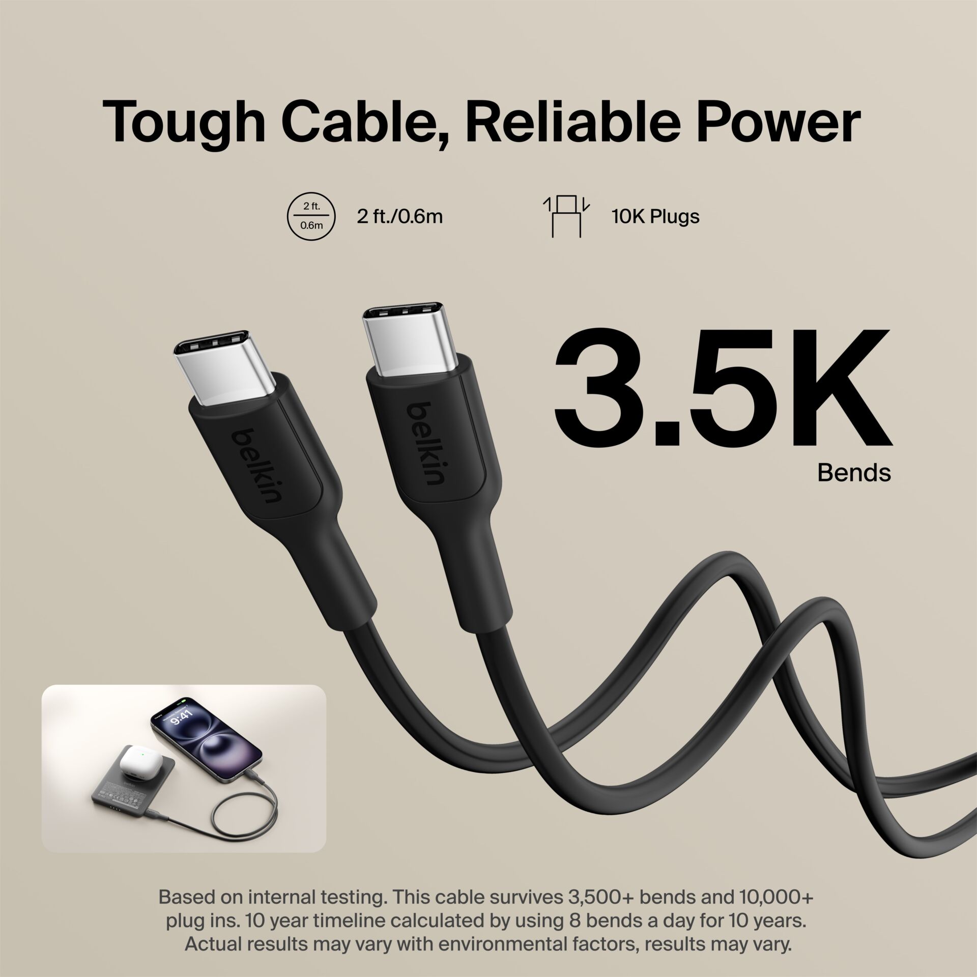 Kabel, USB-C, geflochten, Dual-Connector, MacBook