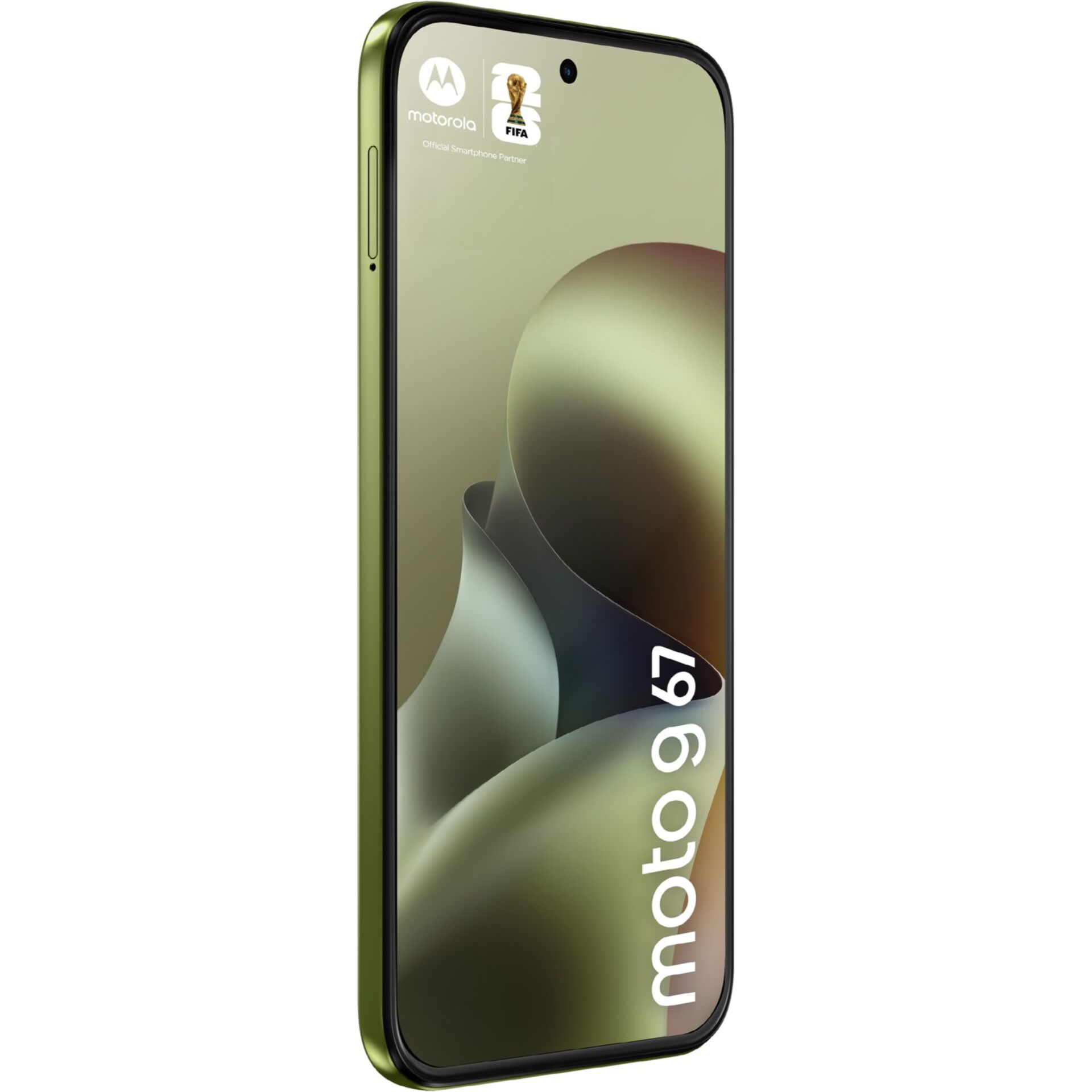 smartphone, grün, randloses Display, notch unten, motorola