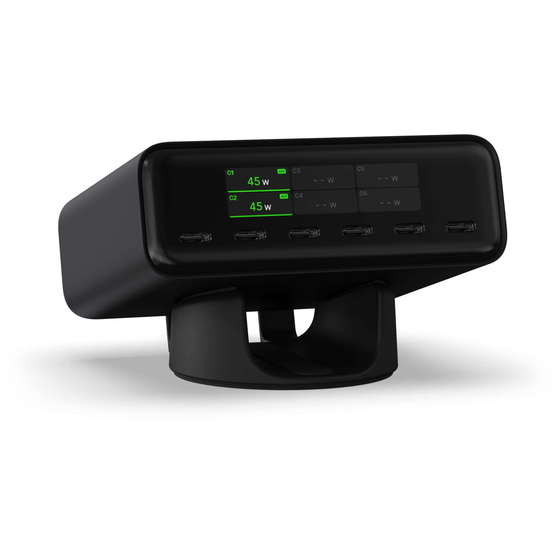 LED-Anzeige, USB-C-Anschlüsse, schwarz, Multikanal, Gerätehalter