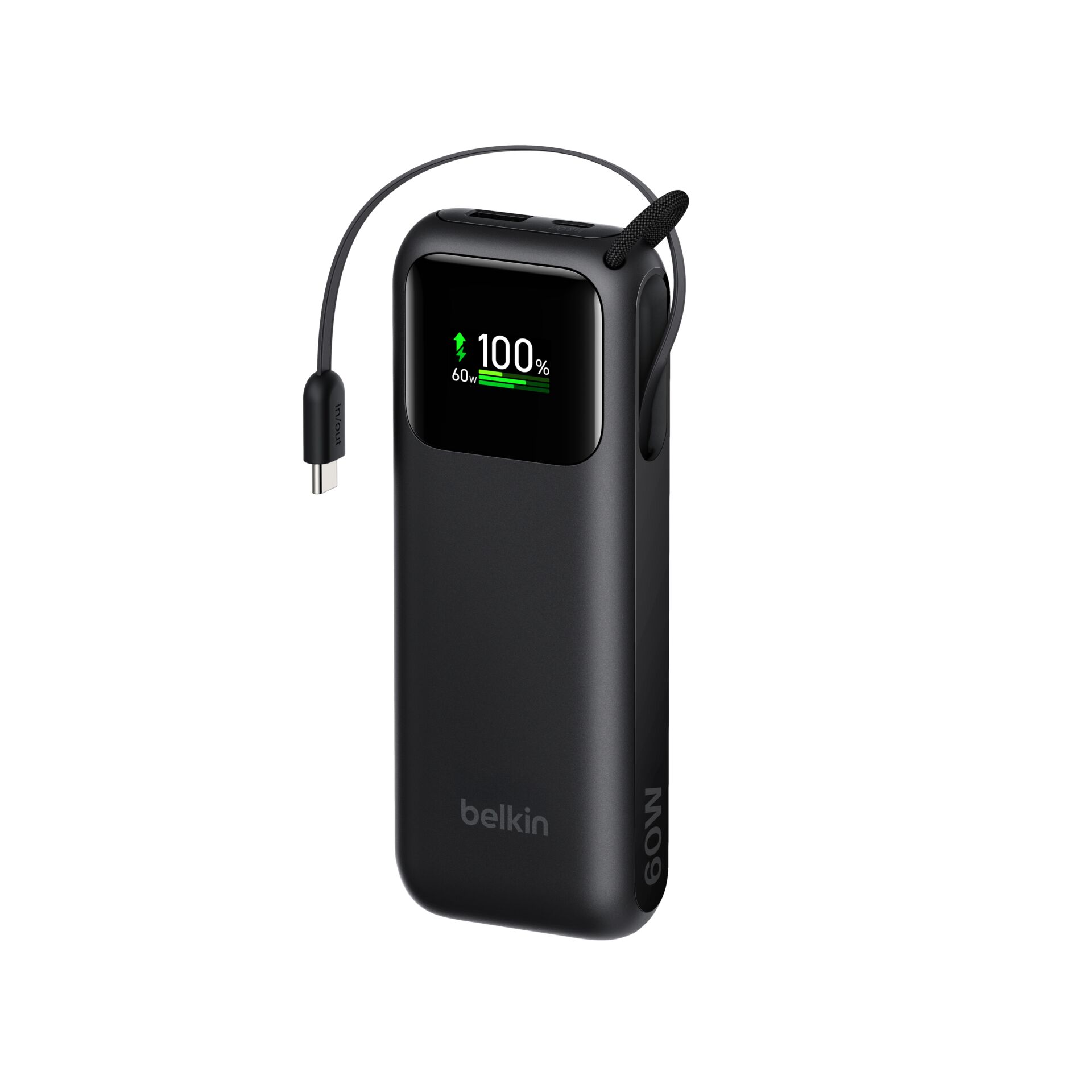 Power bank, USB-C, 8W charging, LCD display, Belkin