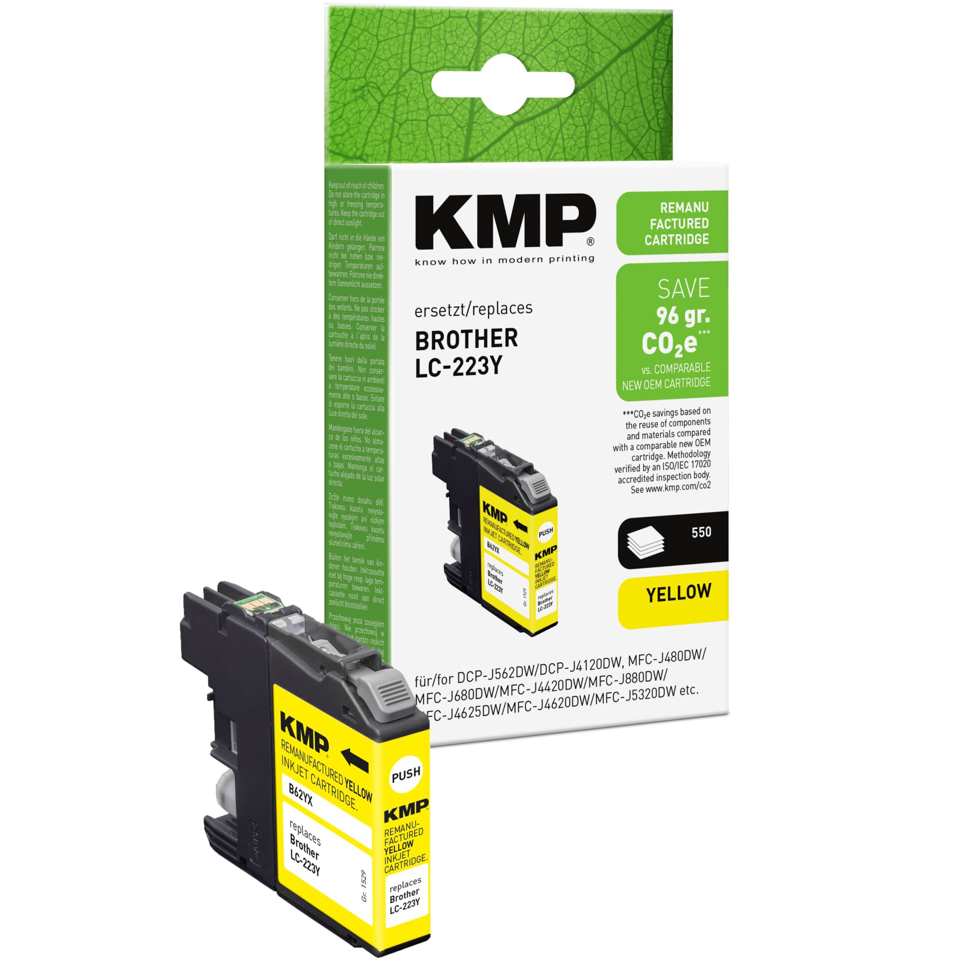 Adapter, Elektronik, Computer-Ausrüstung, Computerausrüstung, QR-Code, Druckerpatrone, Tintenpatrone, LC-223Y, Gelb, KMP kompatibel