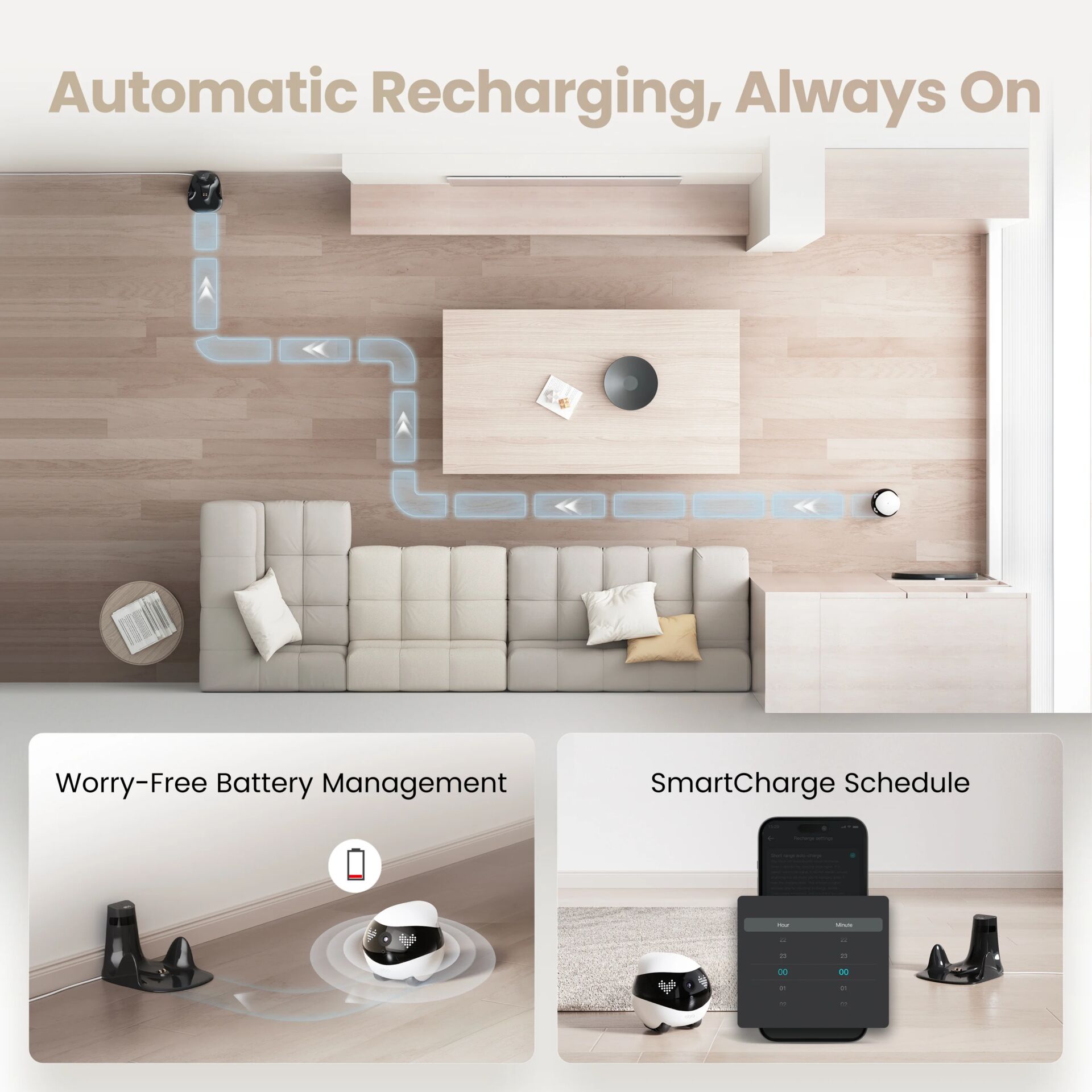 home automation, Robot Vacuum, Ladestation, Smart Charger, Kabelführung
