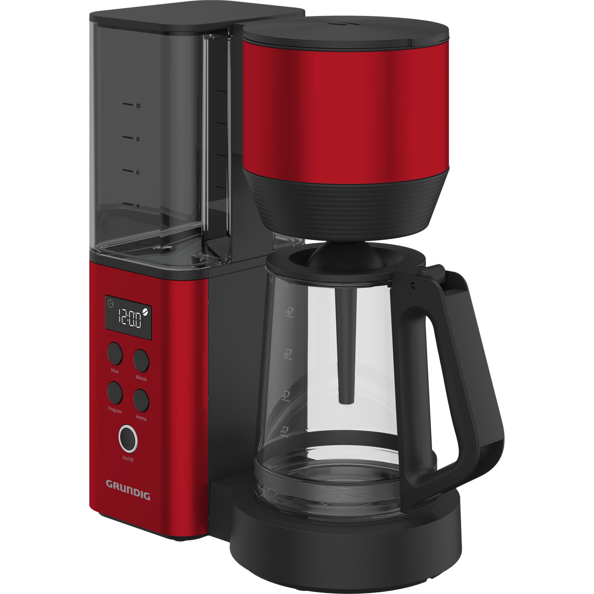 Kaffeemaschine, Kaffeeautomat, Filterkaffeemaschine, Rot-schwarz, Glaskanne