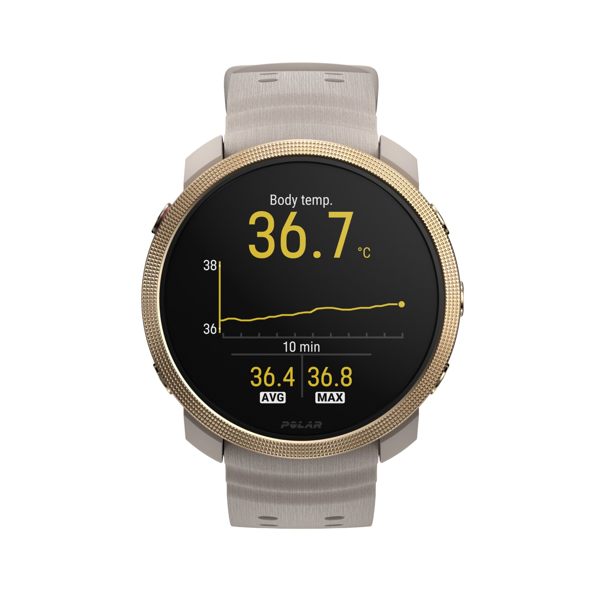 smartwatch, body-temperature, rundes-uhr, metallrahmen, gewebsband