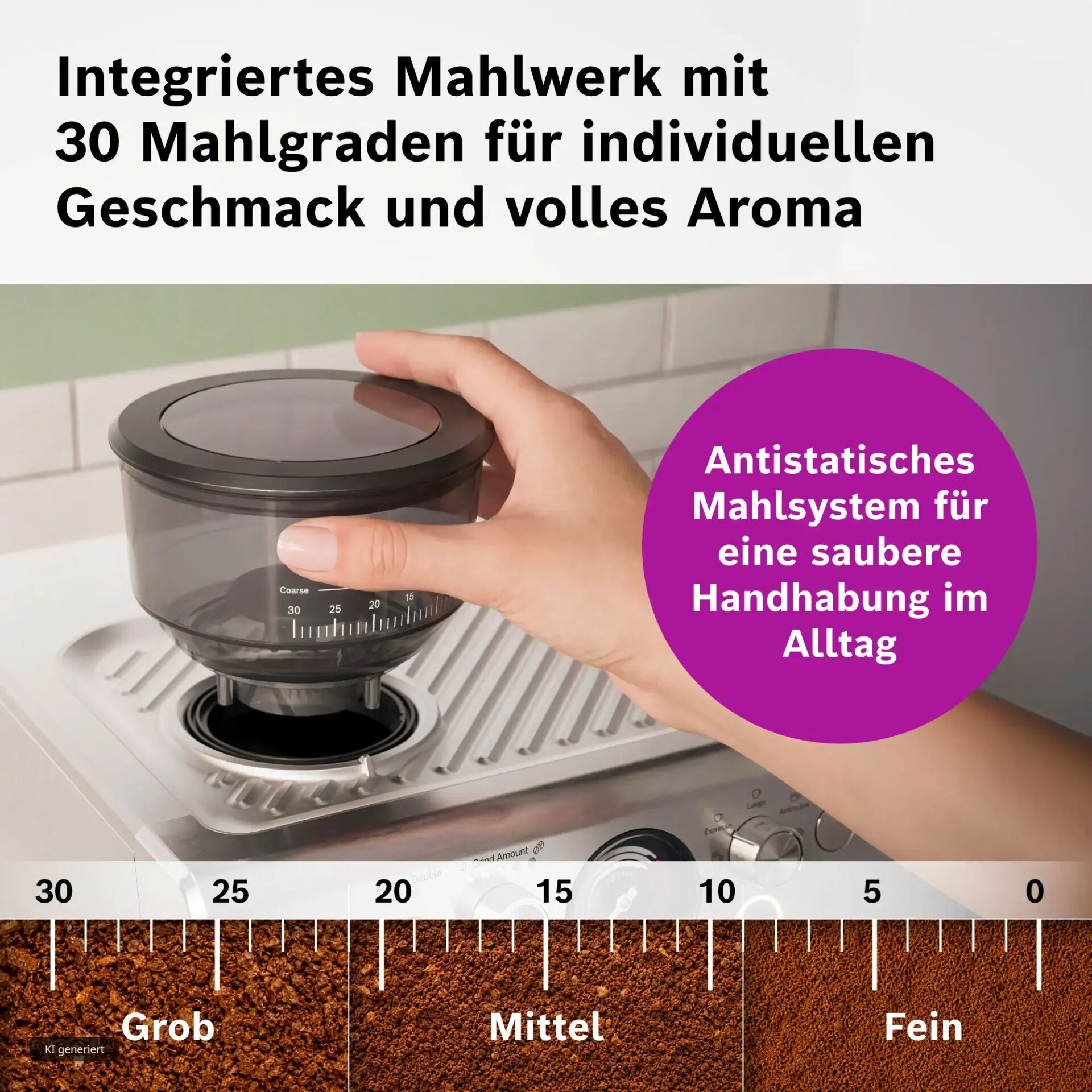 Küchenwaage, Mahlen/Schneideinheit, Grinder, Uhrwerk, Antistatisches Mahl System