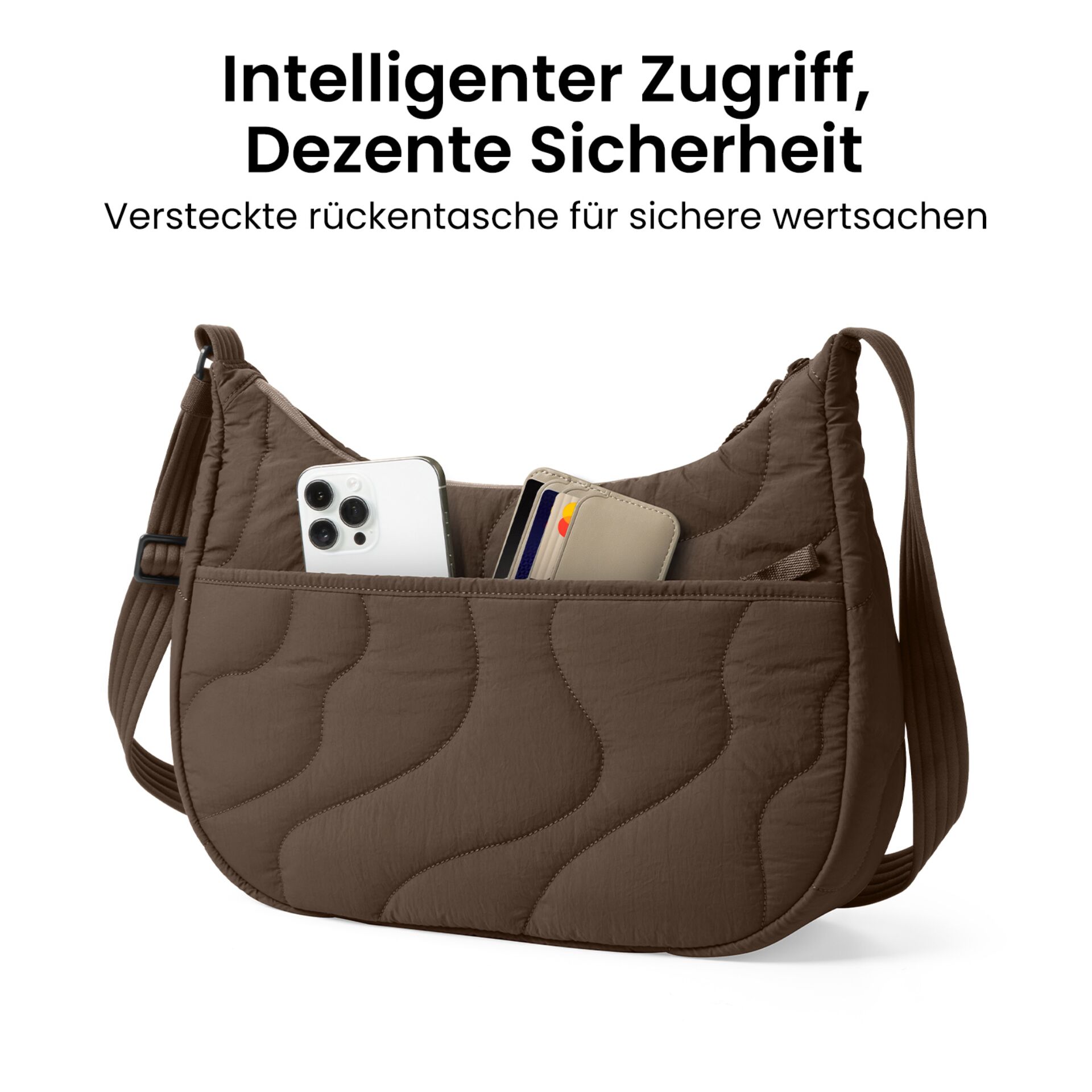 Umhängetasche, Quiltung, Brieftasche, Handtasche, Kartenfach