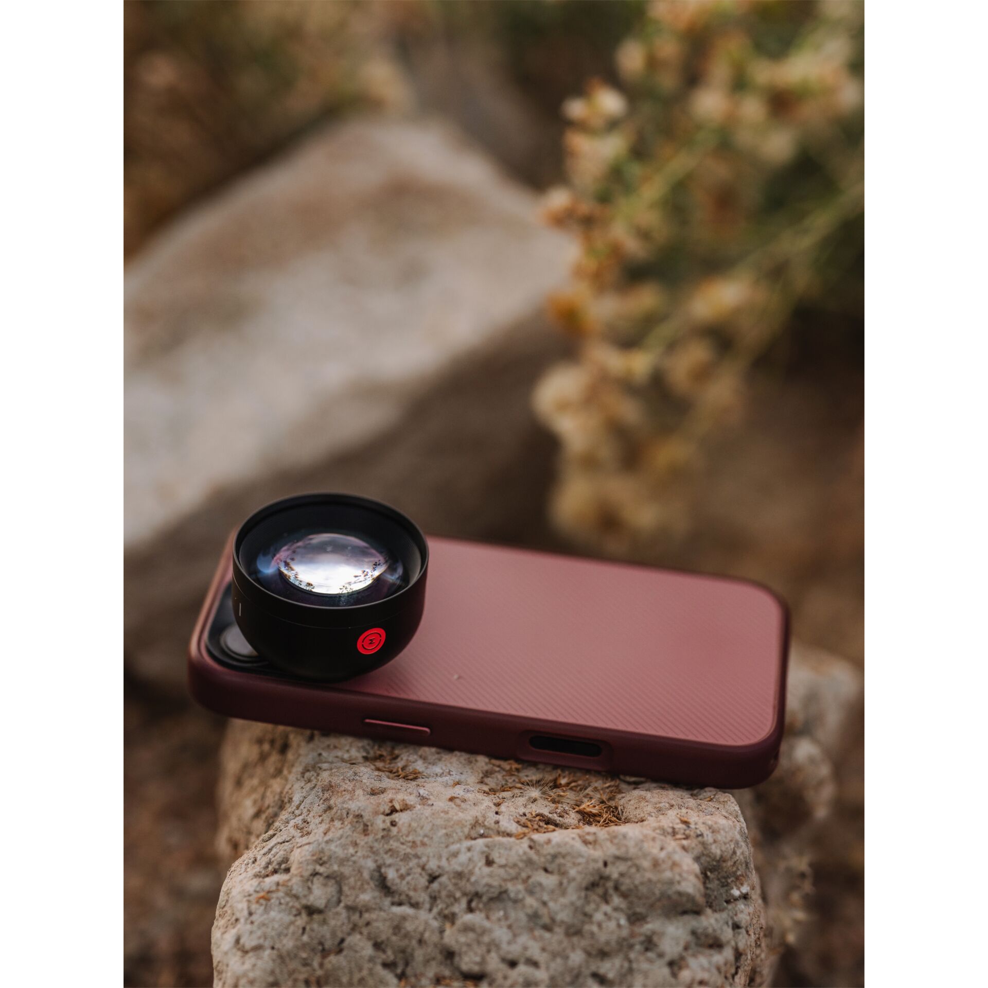 Linsenkopfbedeckung, Objektivaufsatz, Kameralinsenspiegel, Smartphone-Hülle, Rosa Hülle