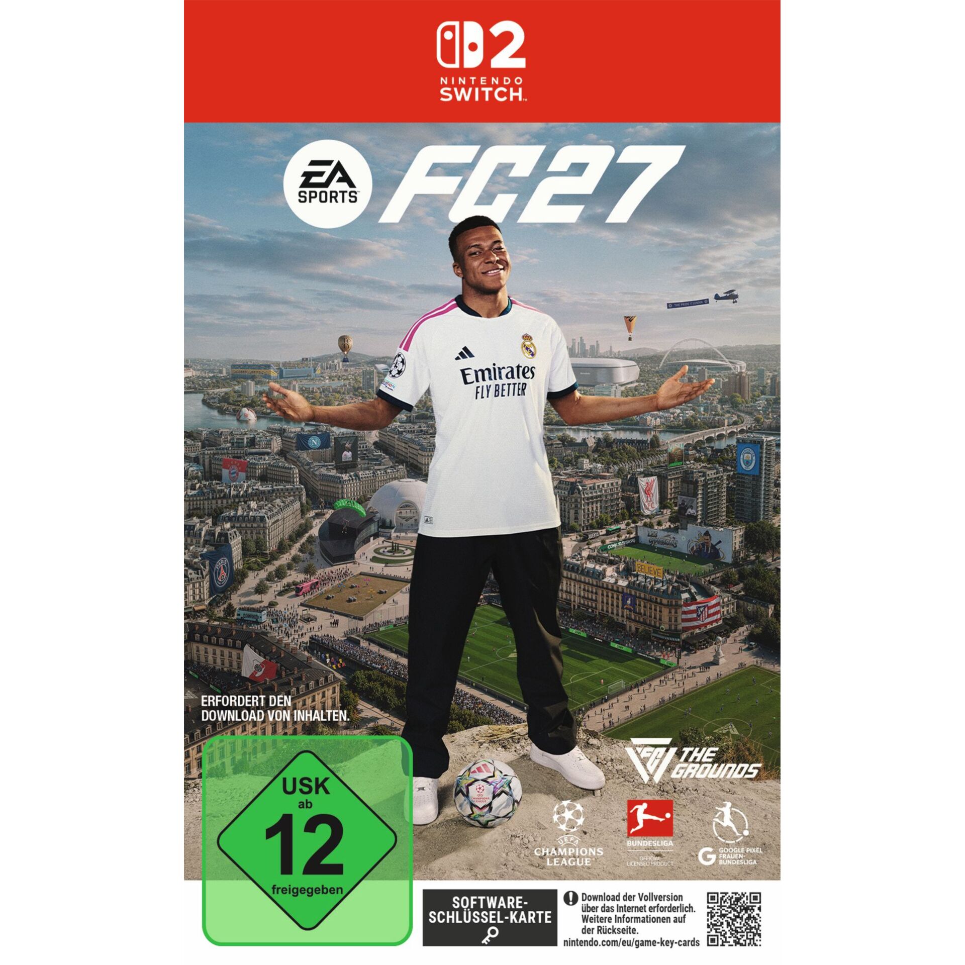 Switch Spiel, FIFA FC27, Fußballspieler, Real Madrid Trikot, Altersfreigabe grün
