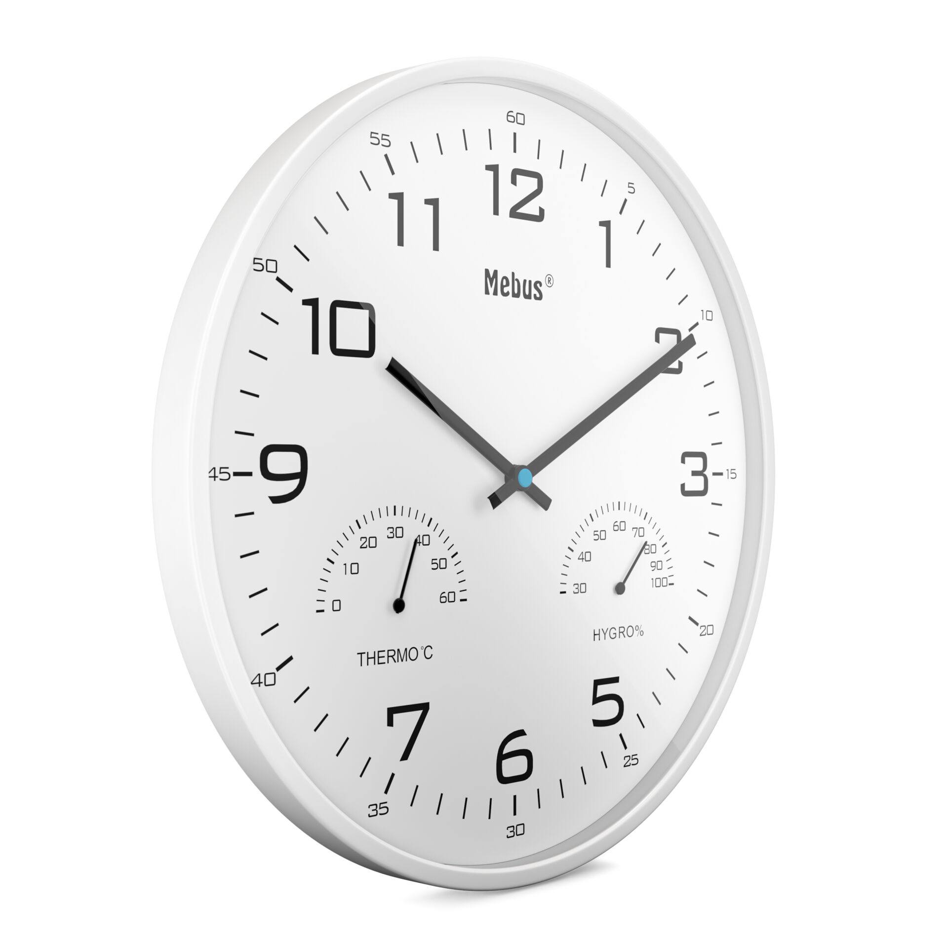 wanduhr, wanduhr weiß, quarzuhr, küchenuhr, thermo-hygro