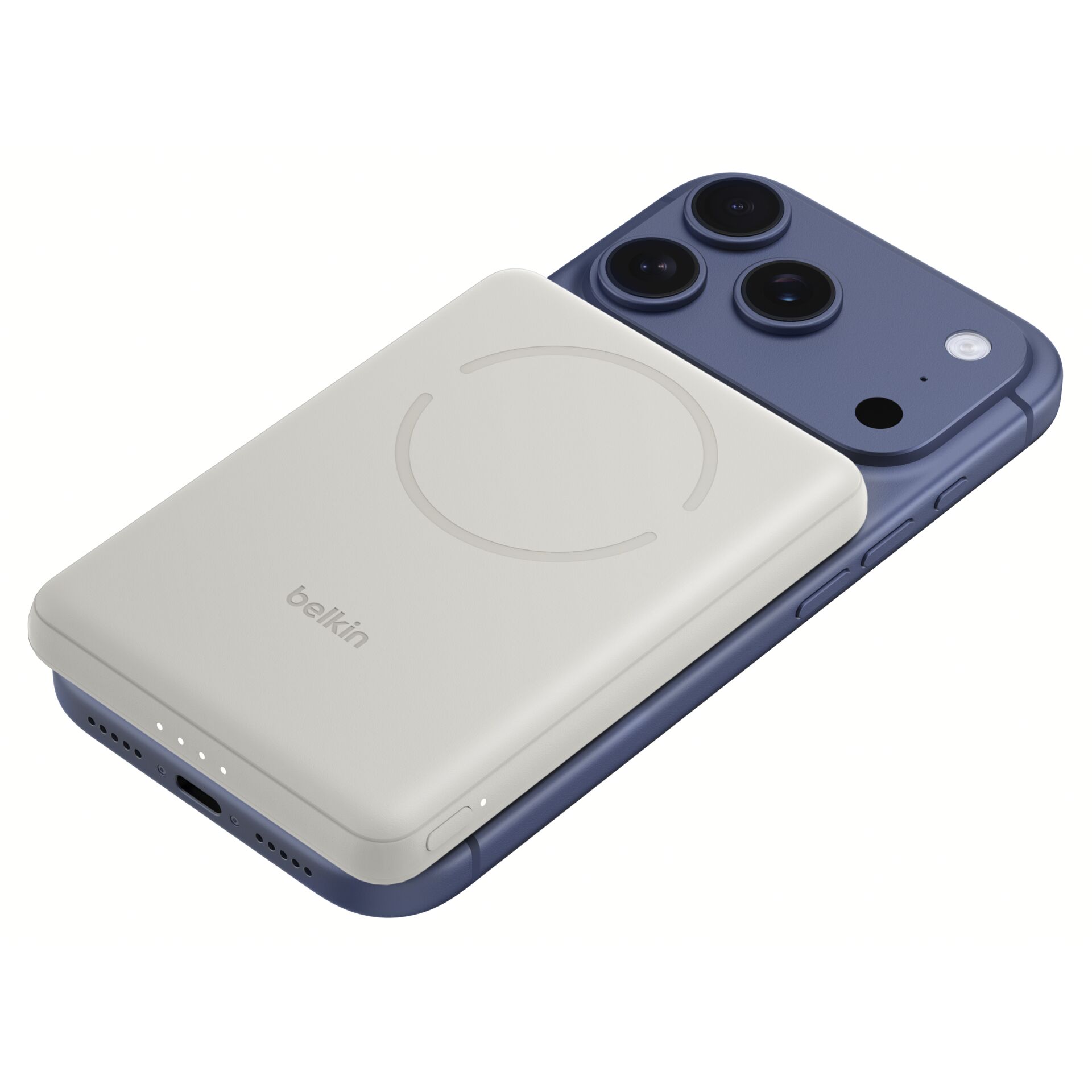 Wireless charger, MagSafe pad, Phone case, Triple camera, Blue phone