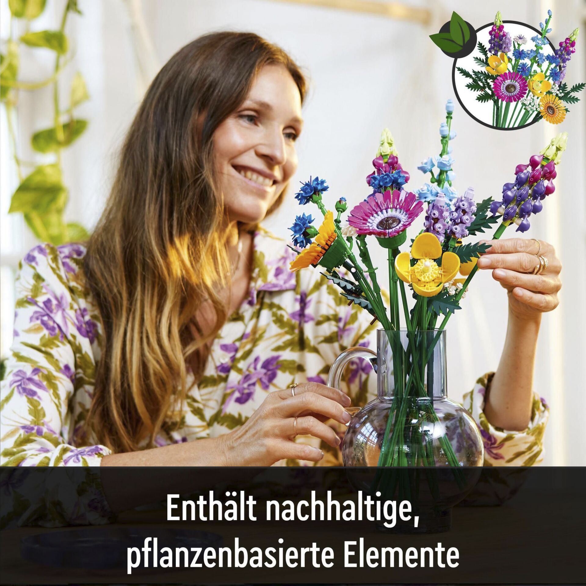 Blumen-Arrangement, Florales Design, Kopf, Person, Gesicht