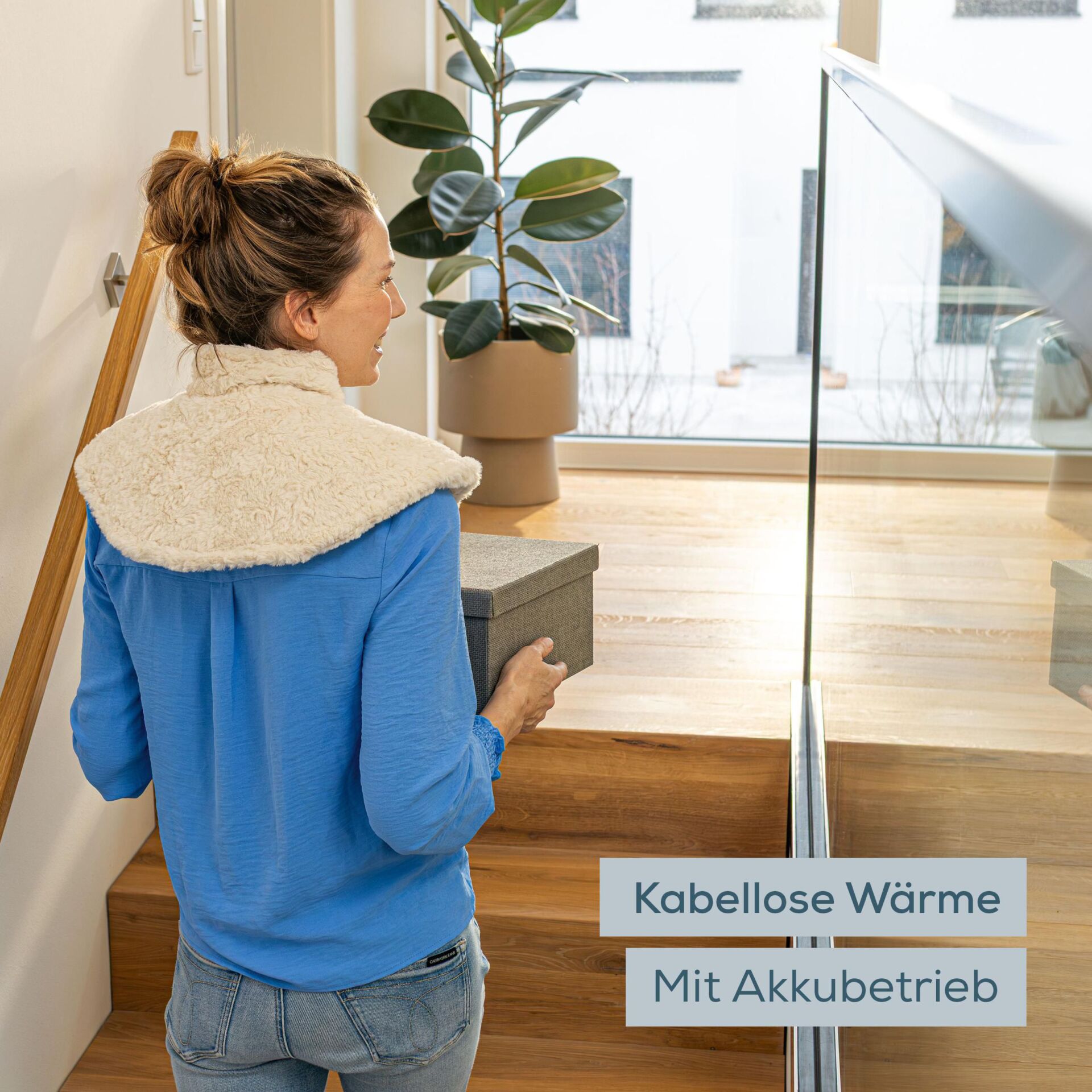 Hose, Kapuzenpullover, Blau, Fellkragen, Box