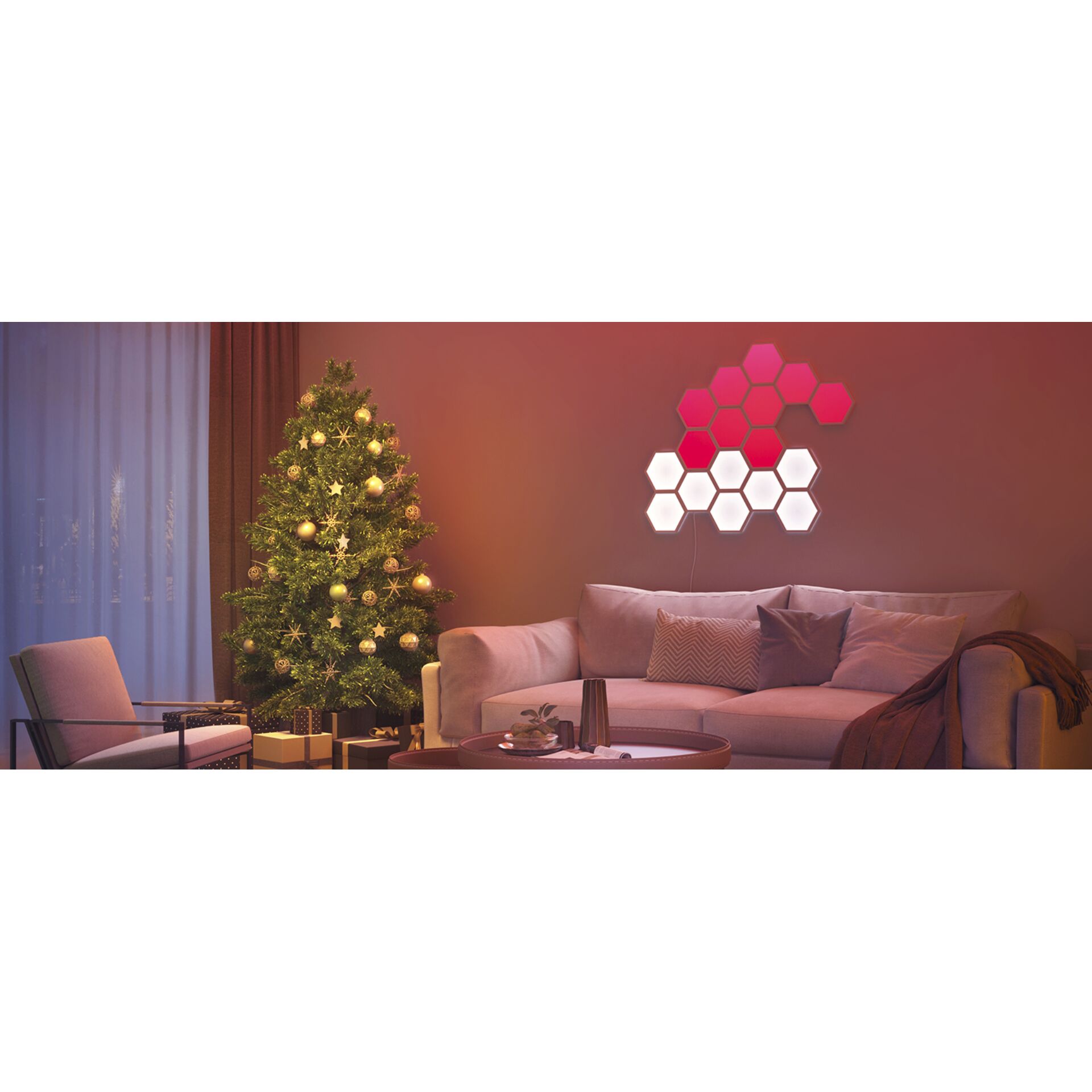 Wohnzimmer, Couch, Weihnachtsdekorationen, Baum, Weihnachtsbaum