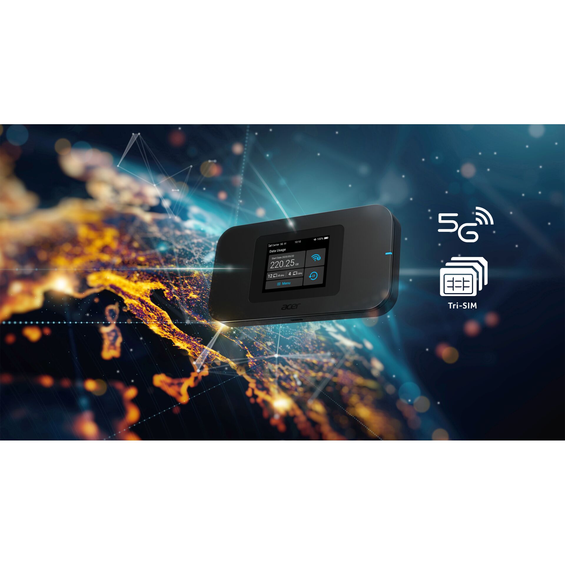 Mobilrouter, WLAN-Router, 5G, Tri-SIM, USB-Bad­ge