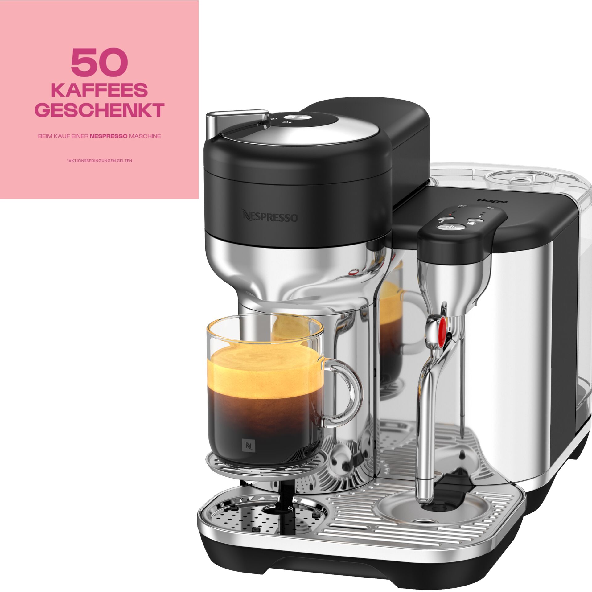 Espressomaschine, Nespresso, Kaffeemaschine, Edelstahl, Portionskaffee, Espresso-Maschine, Kaffeeautomat, Espresso, Milchaufschäumer, Chromedesign, Espresso machine, Kaffeemaschine, Milchschaum, Chromstahl, Edelstahl-Design