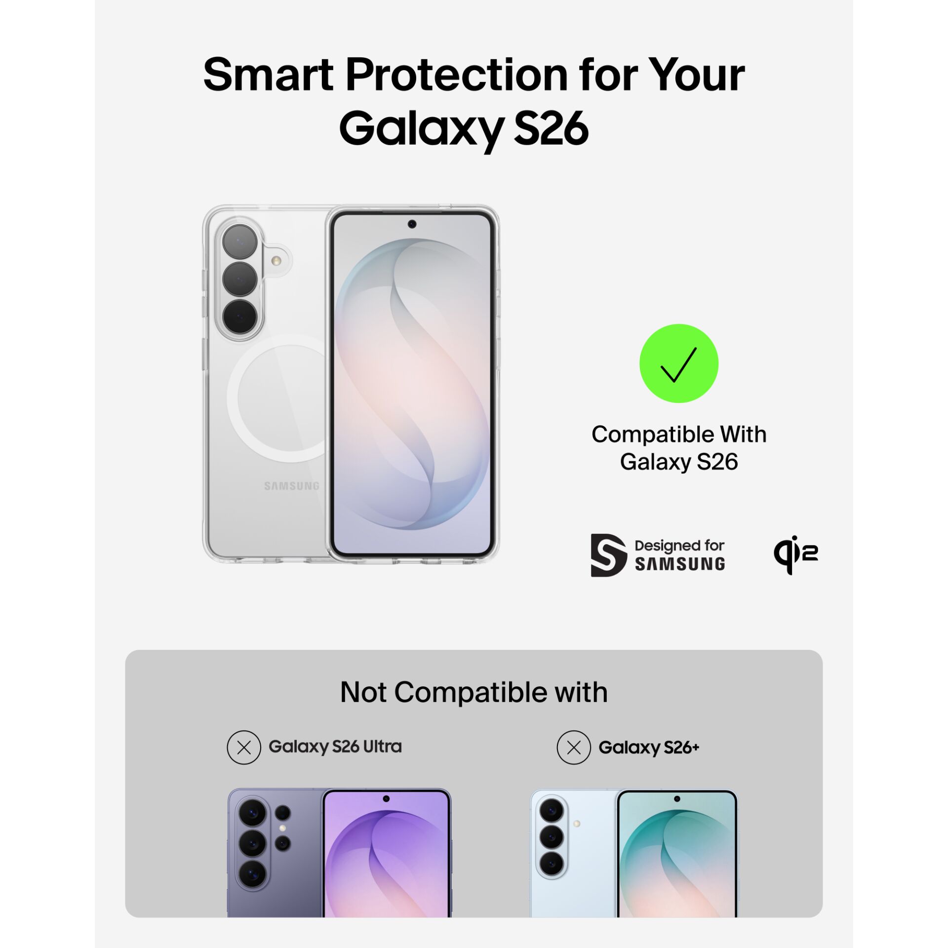 smartphone, galaxy s26, clear case, dual camera, black circle lens