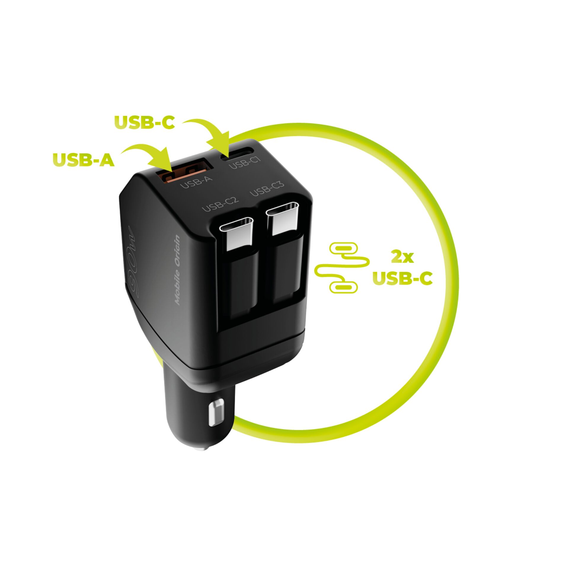 USB-Ladegerät, Multi-Port, USB-C, USB-A, Wandsteckdose