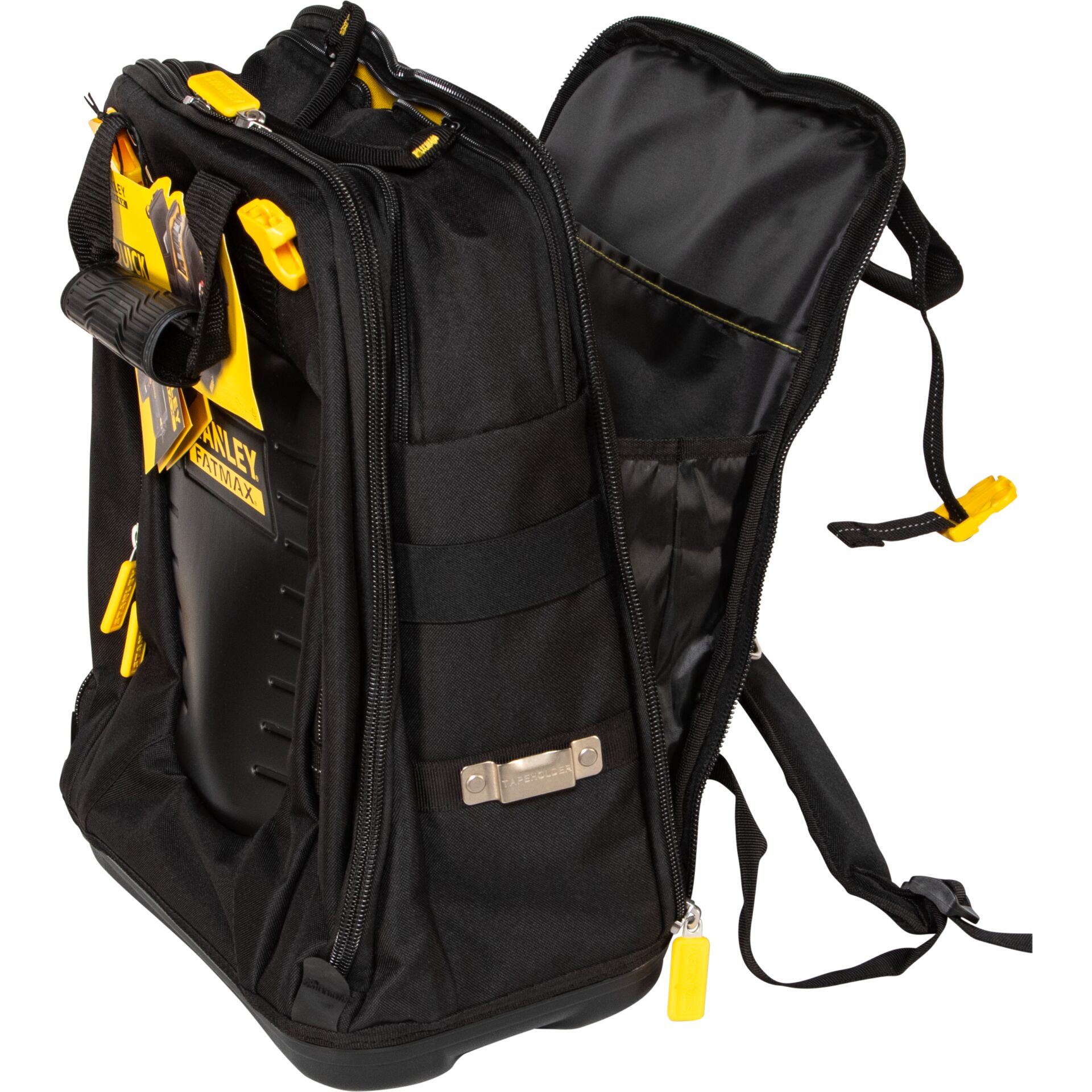 Werkzeugtasche, Werkzeug-Rucksack, Arbeitsbeutel, Gelbe Akzente, Mehrere Taschen