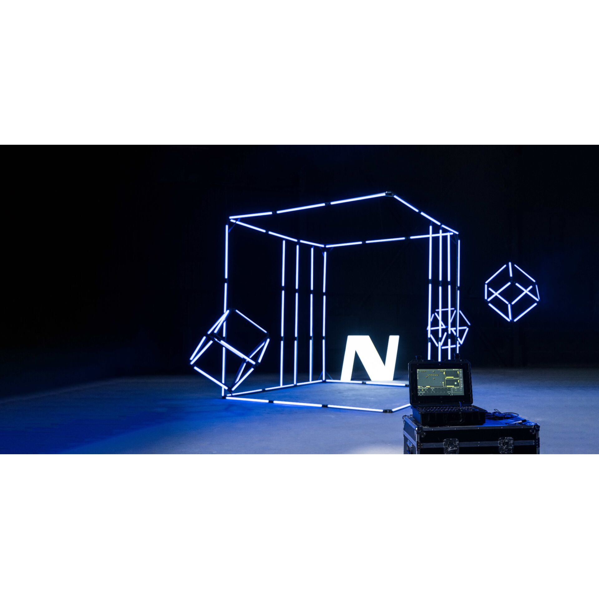 LED-Rahmen, Neonwürfel, Geometrisches Licht, Installation, Bühnenbeleuchtung