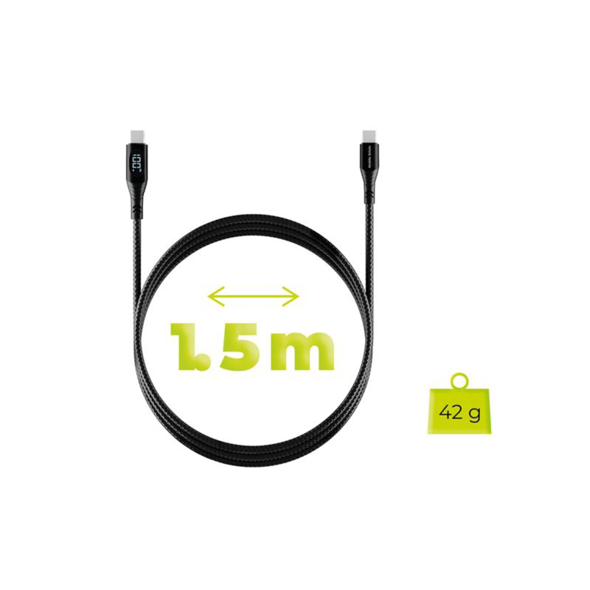 Ladekabel, USB-C, 1,5 m, geflochten, 42 g