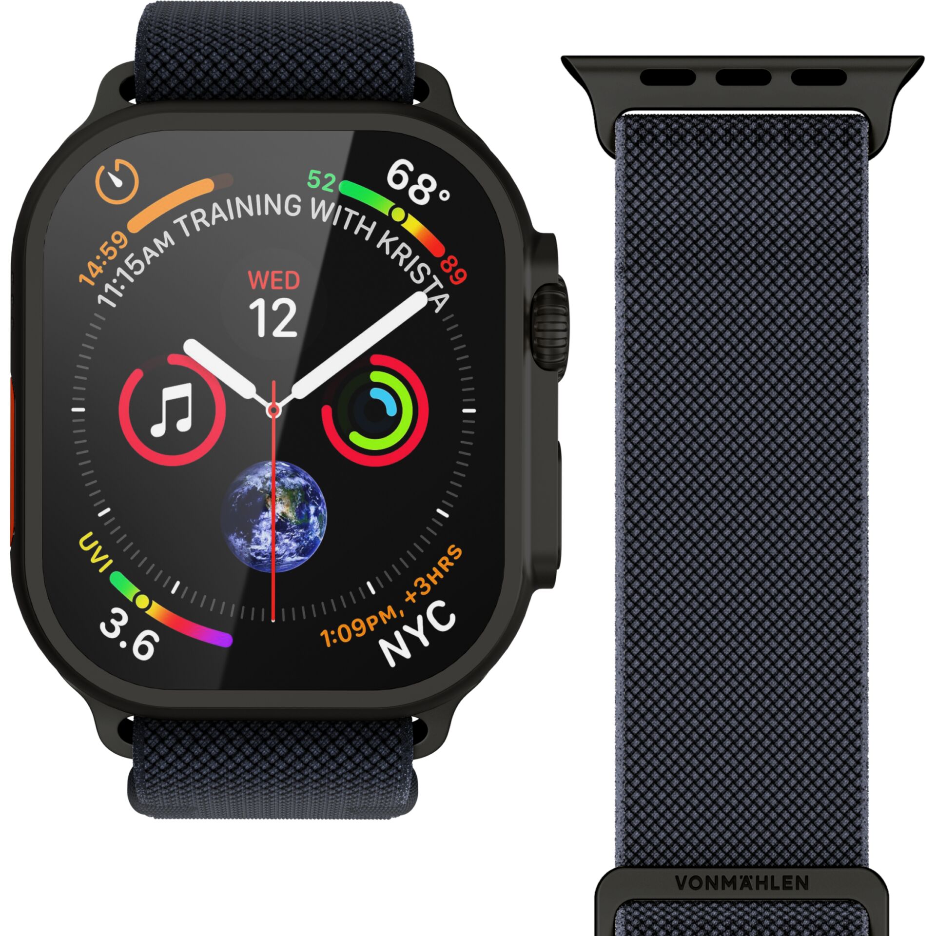 smartwatch, Uhr, Armband, Navy, Digitalanzeige