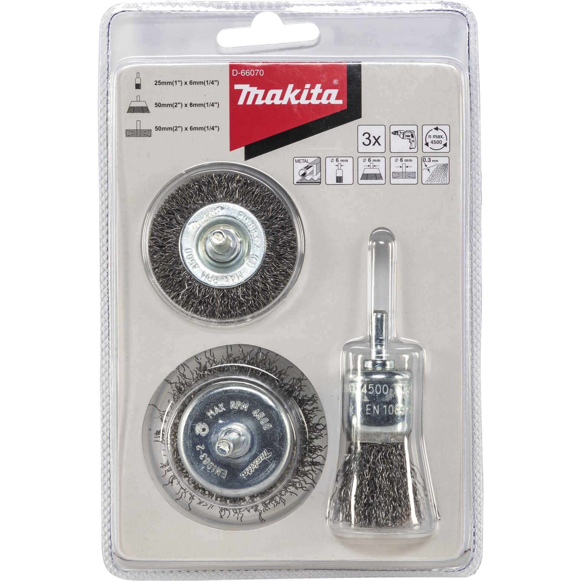 Makita D-66070  Rundbürsten-Set 3tlg. Stahl